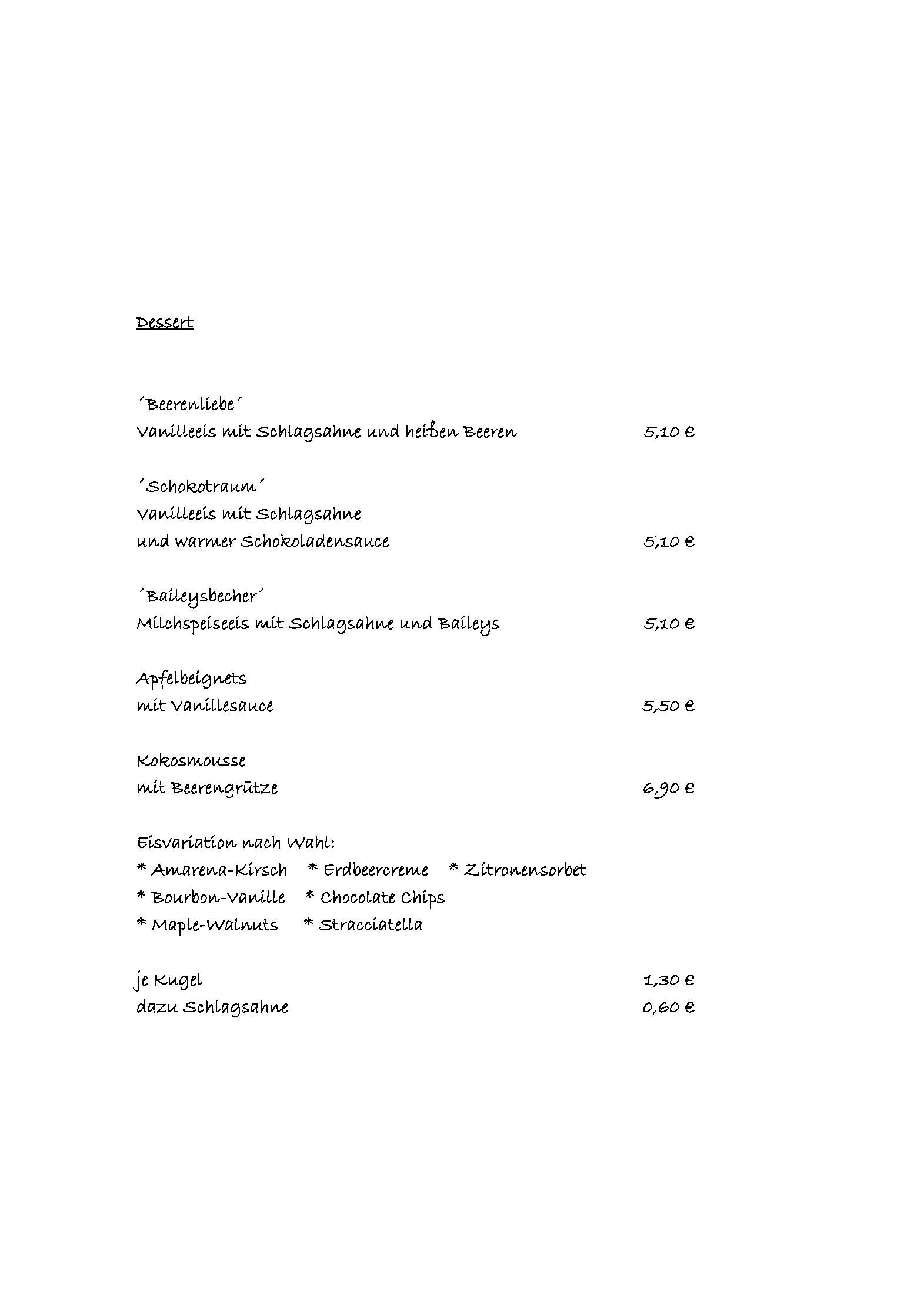 Speisekarte