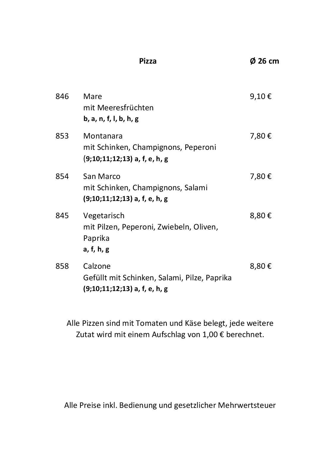 Speisekarte