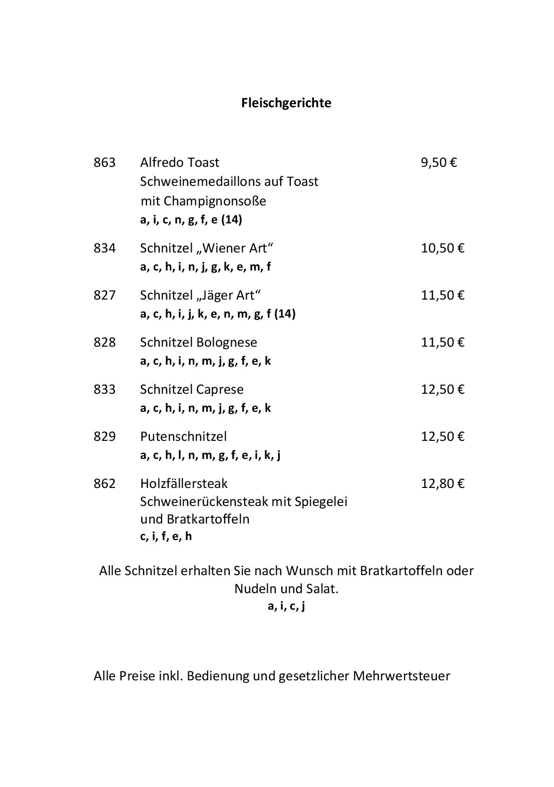 Speisekarte