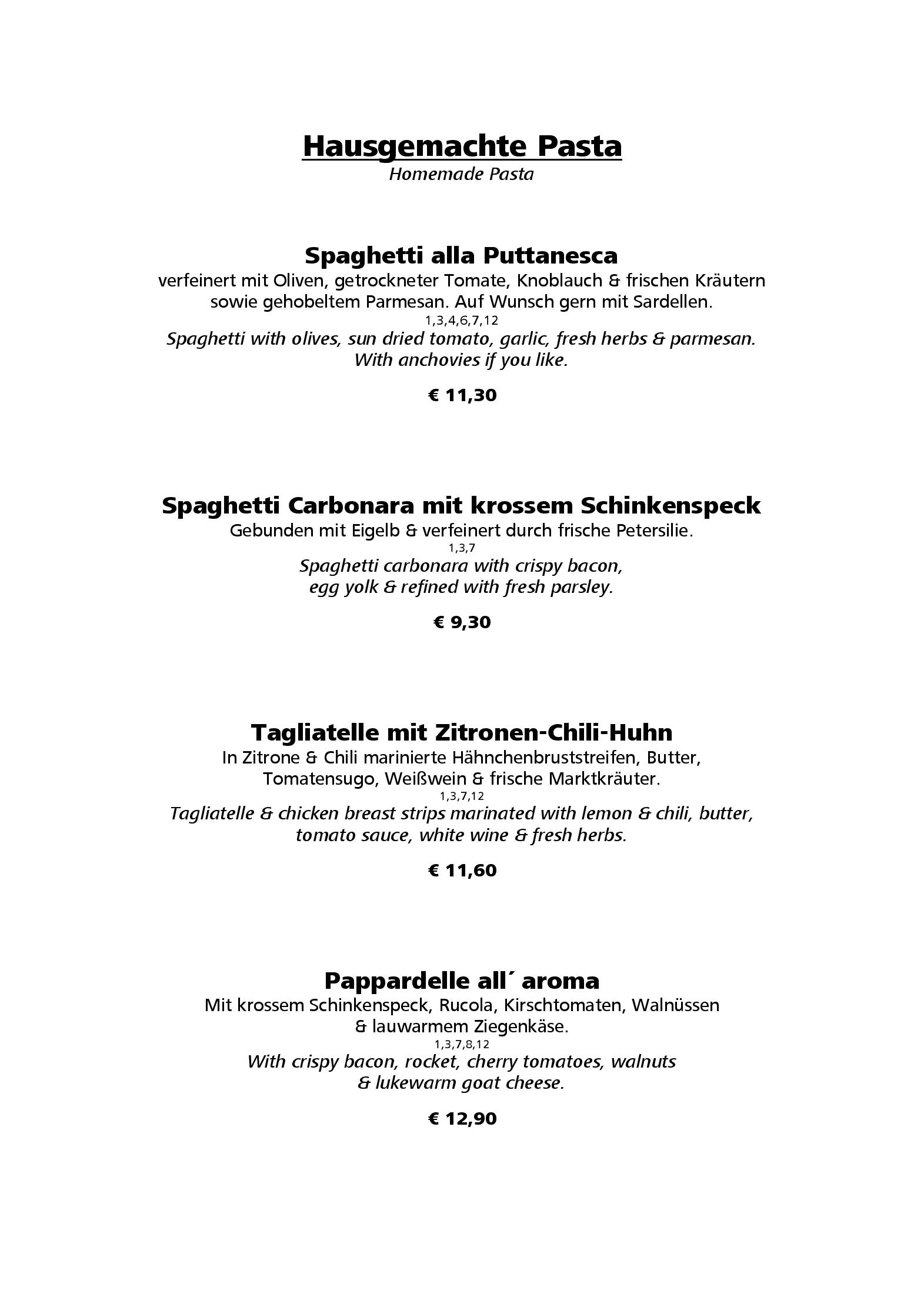 Speisekarte