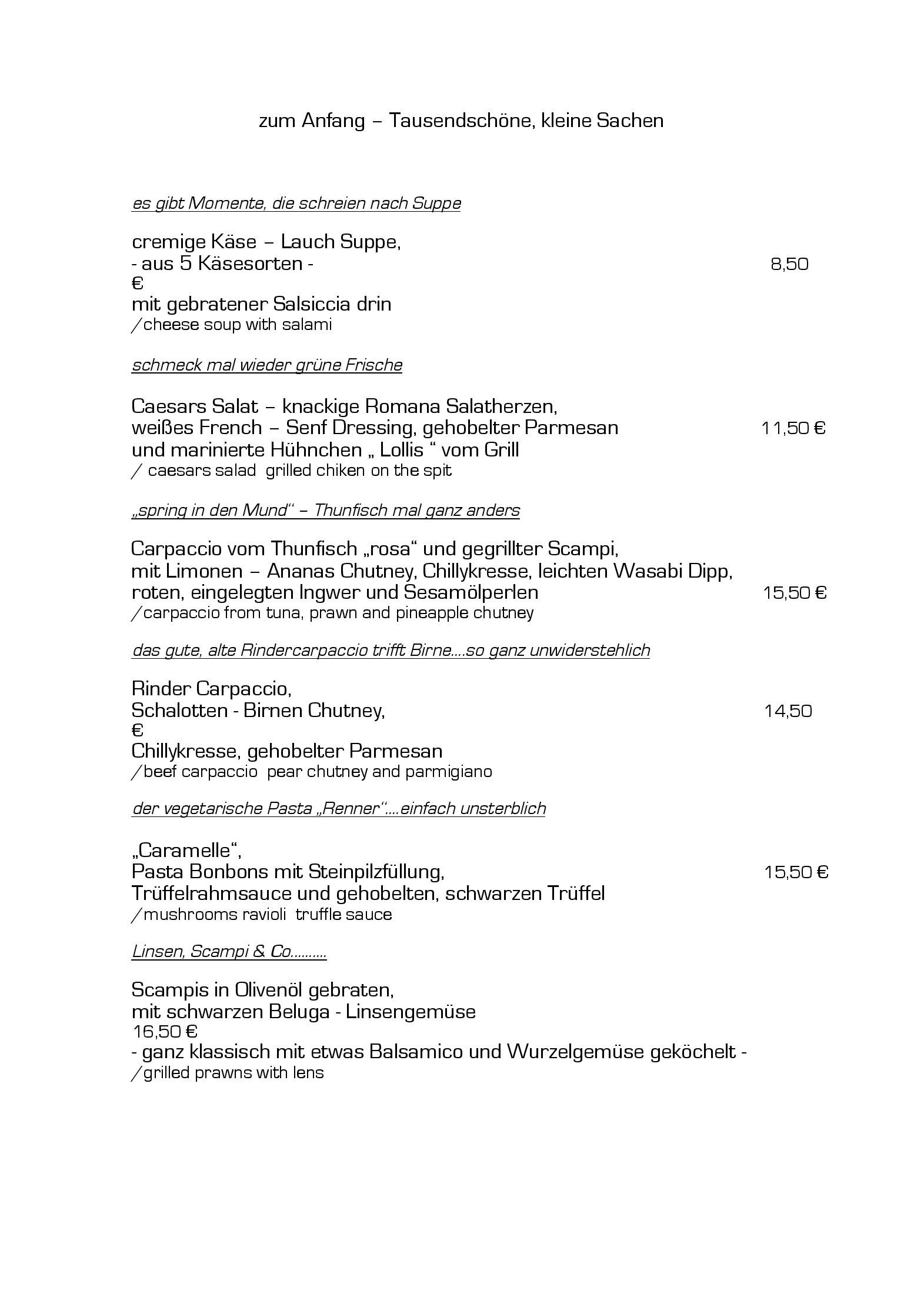 Speisekarte