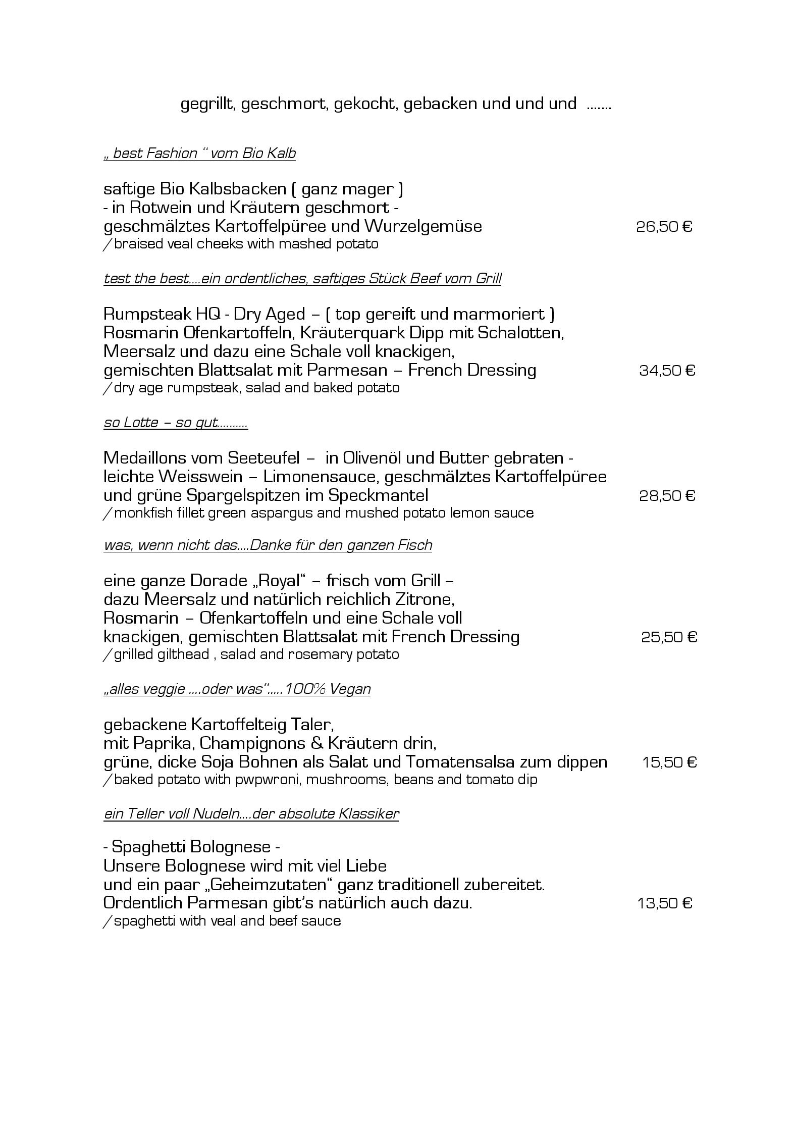 Speisekarte