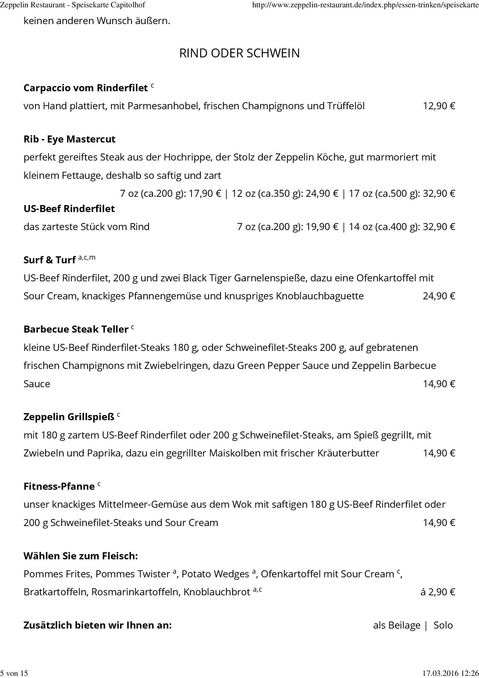 Speisekarte