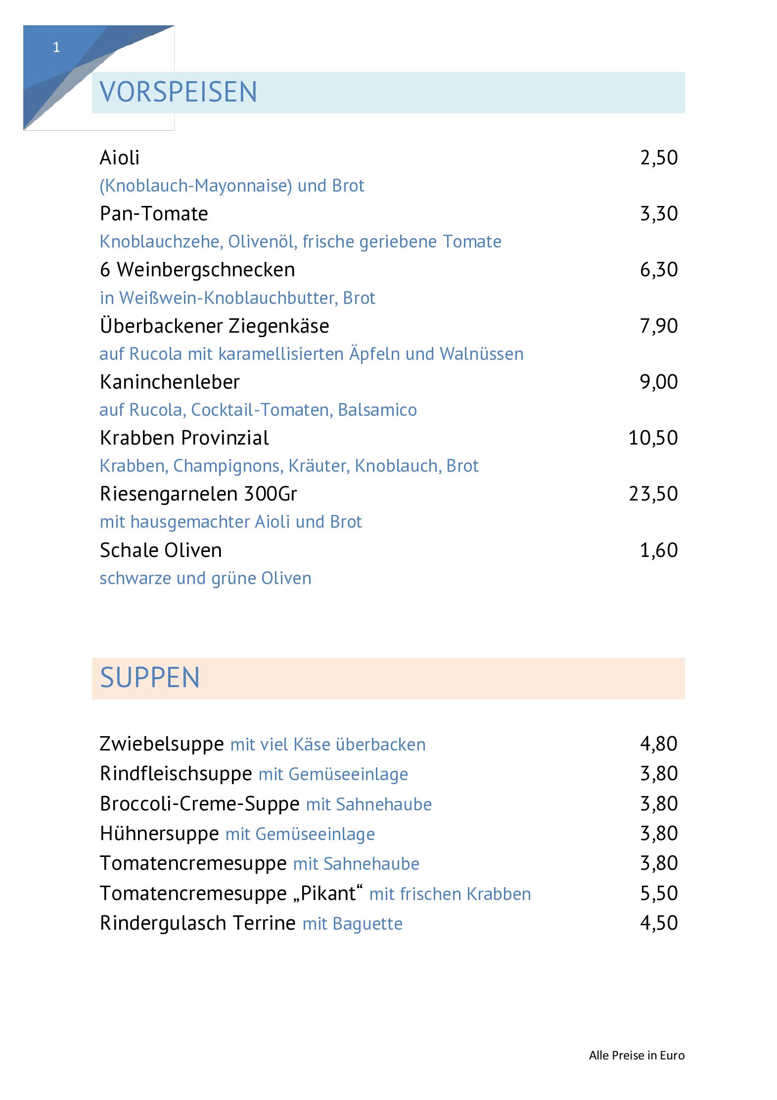Speisekarte