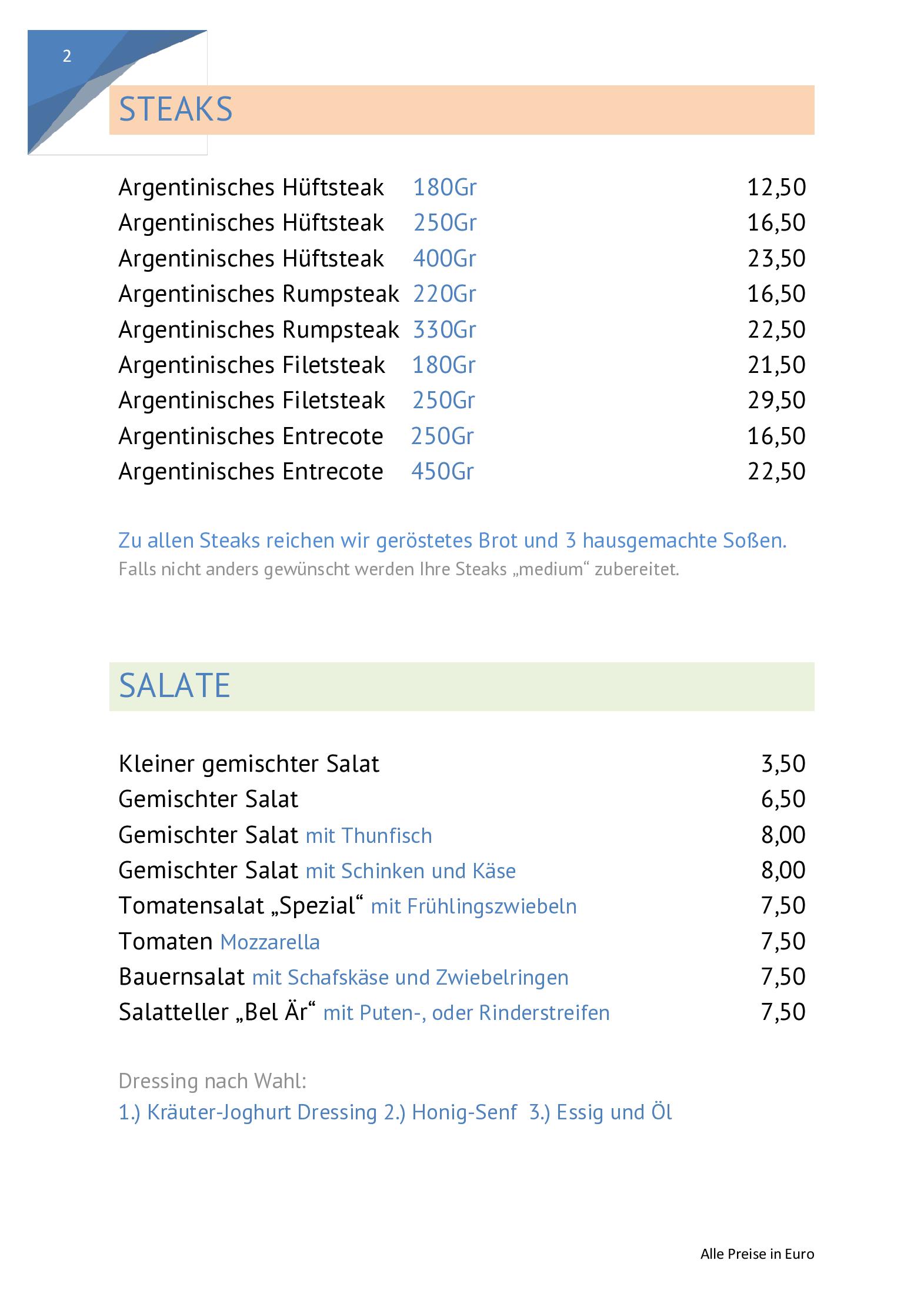 Speisekarte