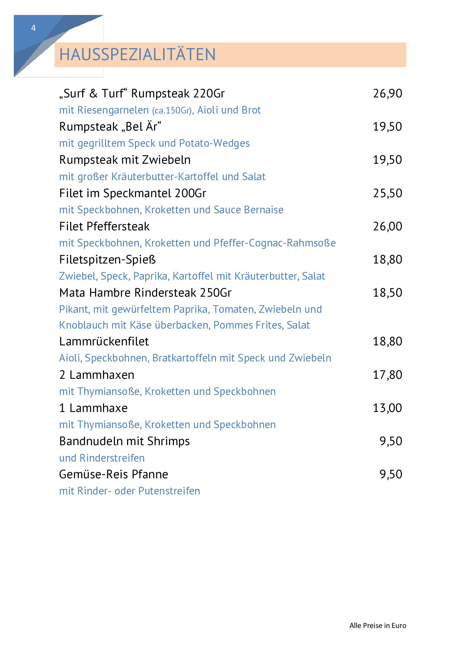 Speisekarte