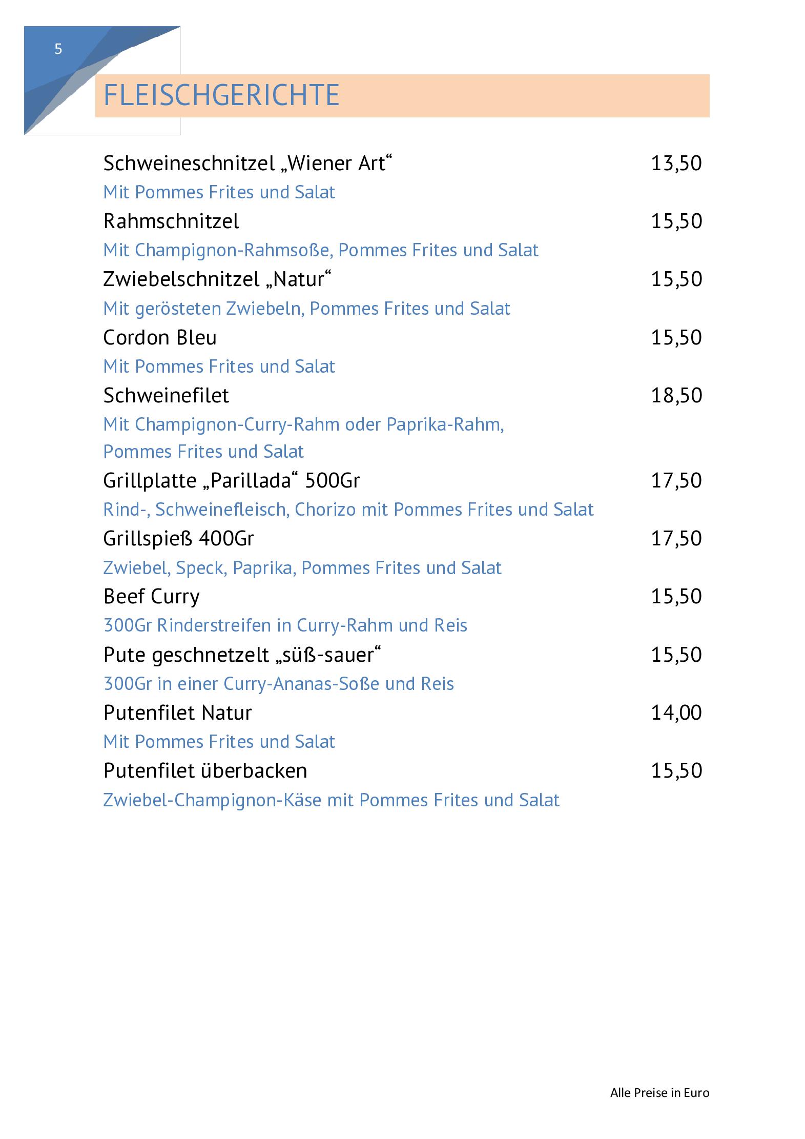 Speisekarte