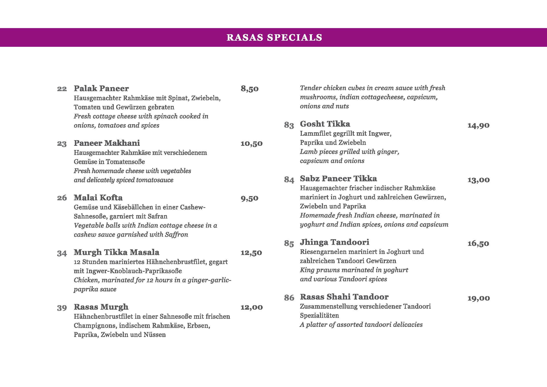 Speisekarte