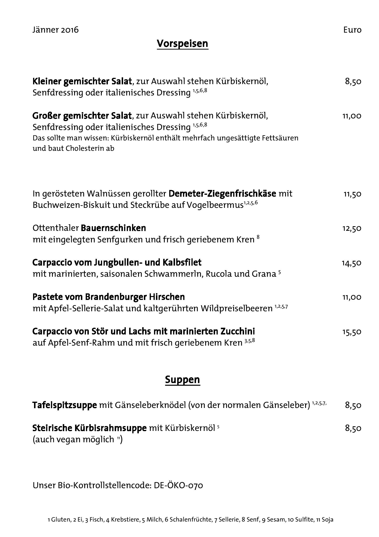 Speisekarte