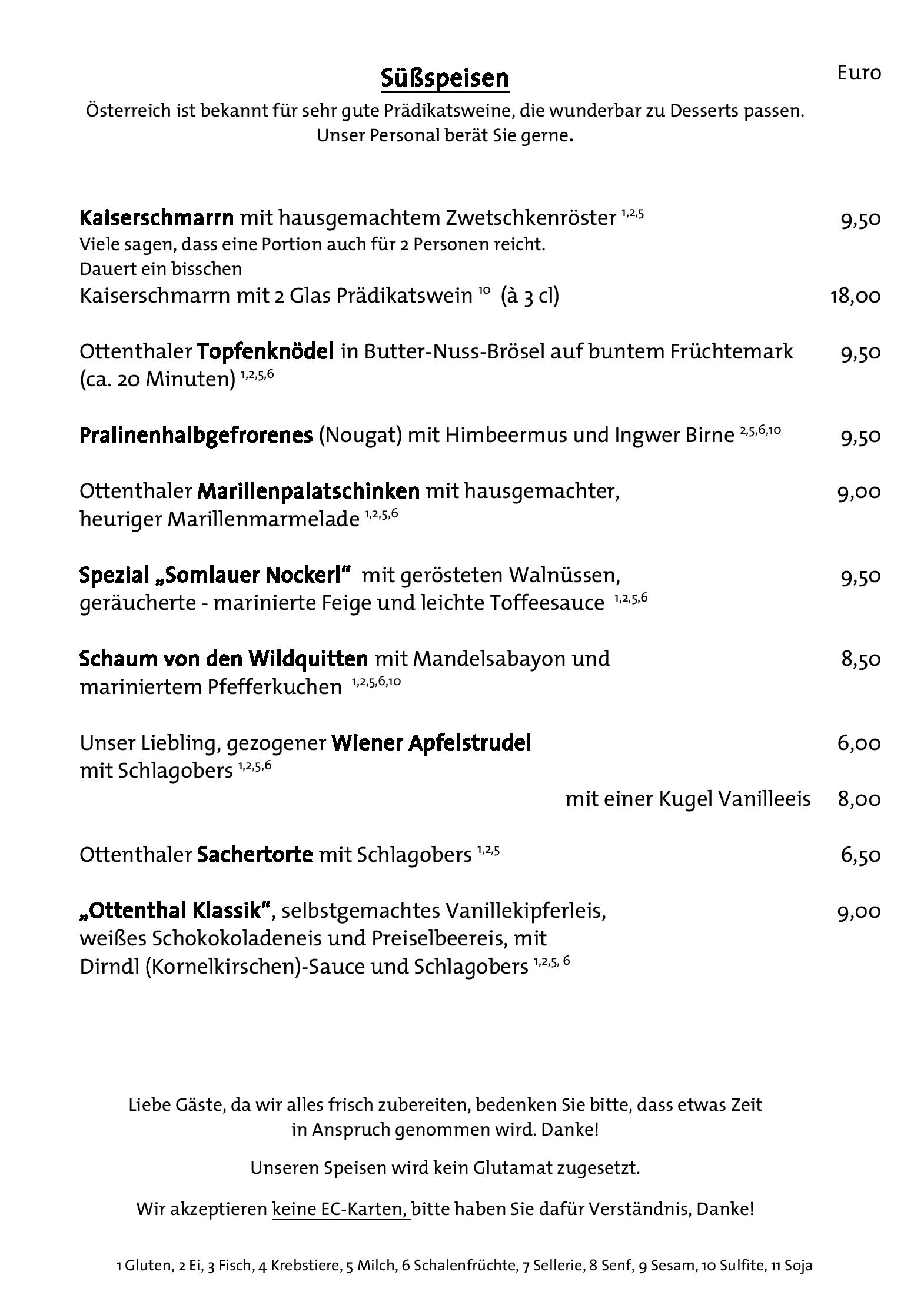 Speisekarte