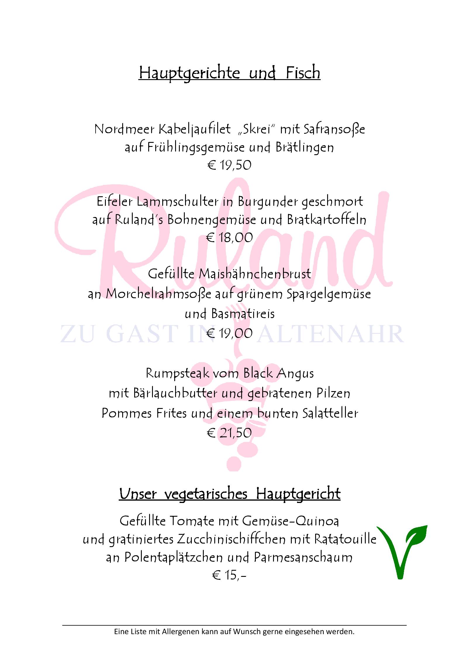 Speisekarte