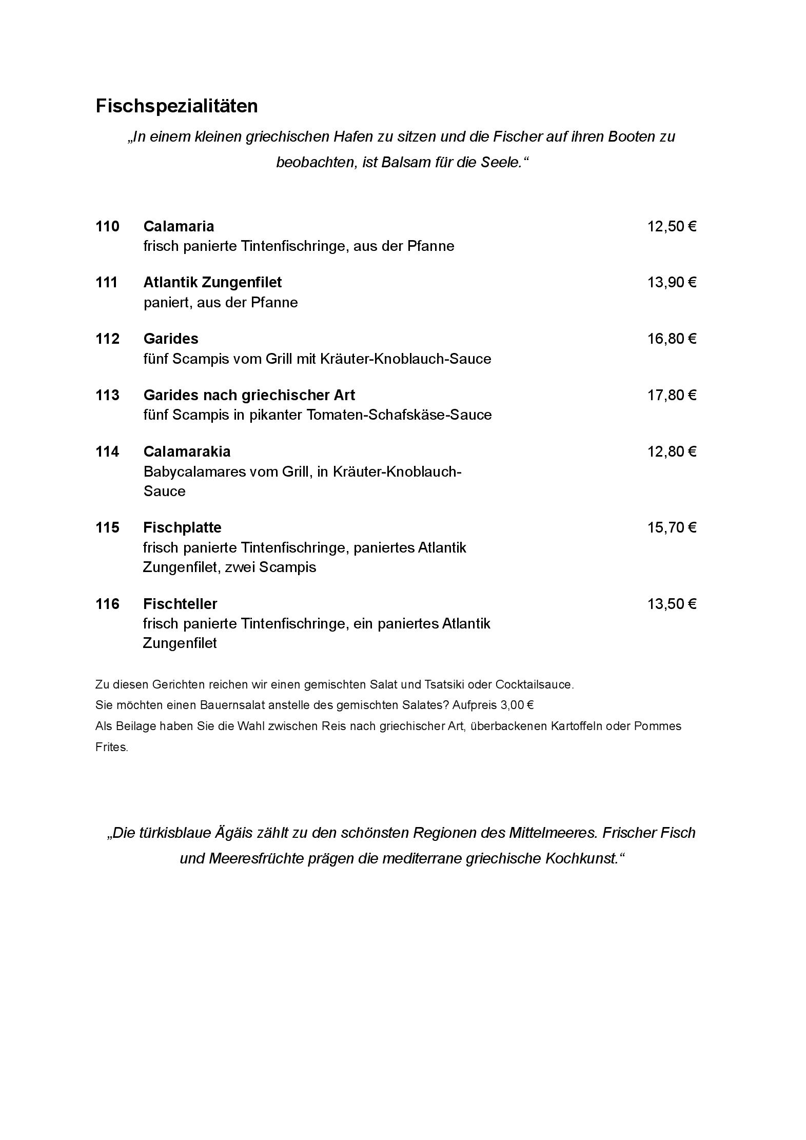 Unsere Speisekarte