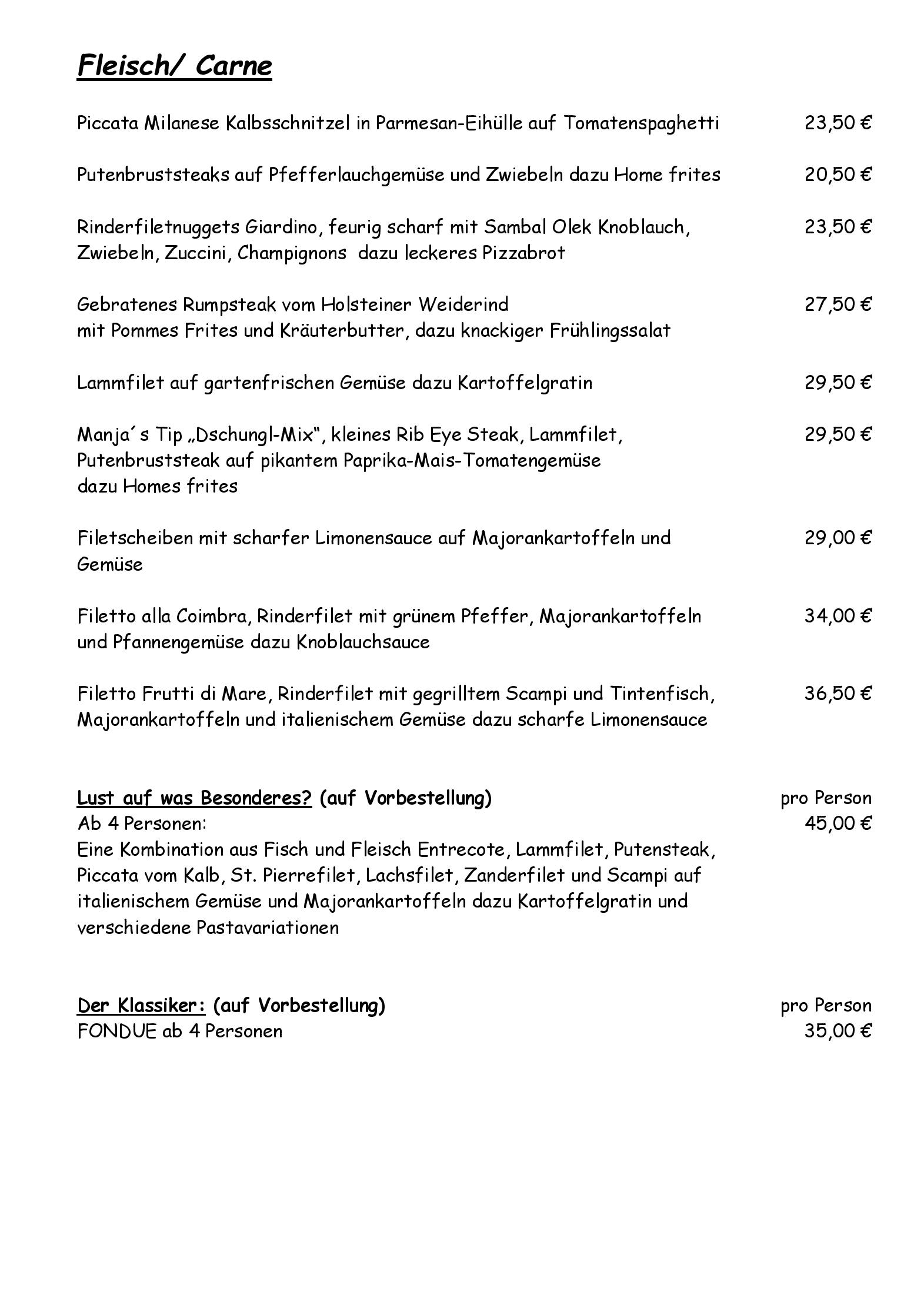 Speisekarte