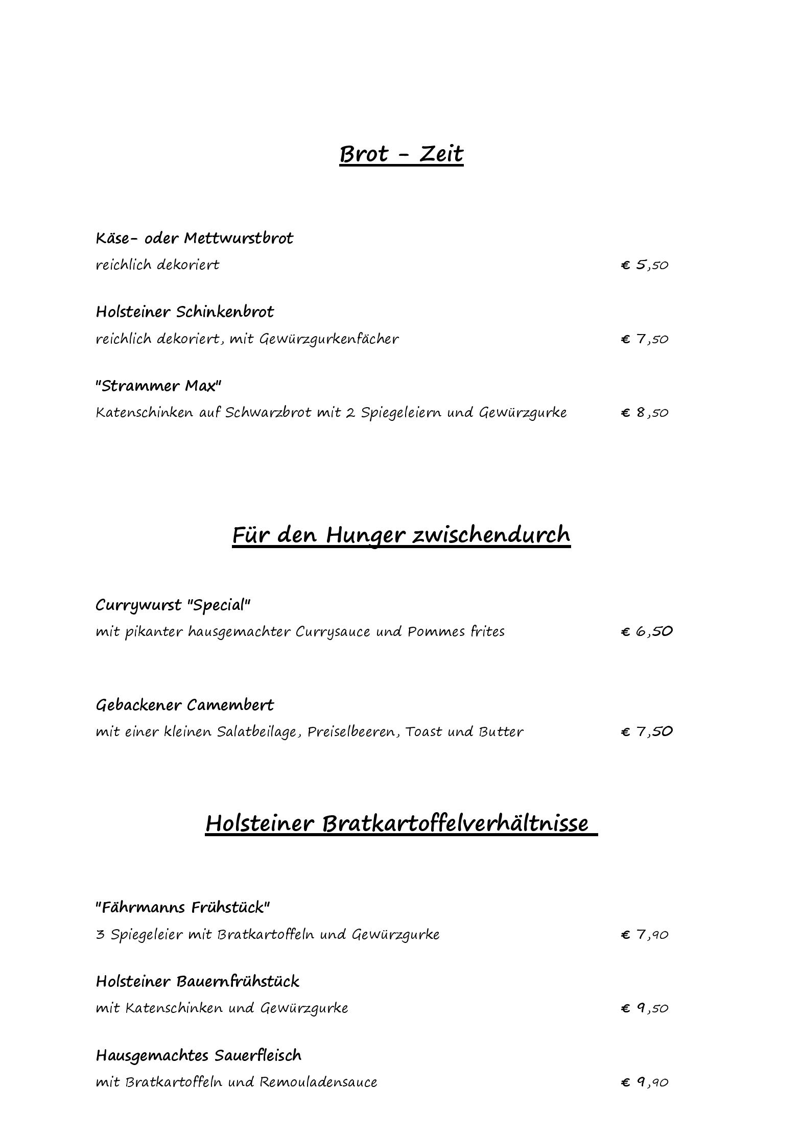 Speisekarte