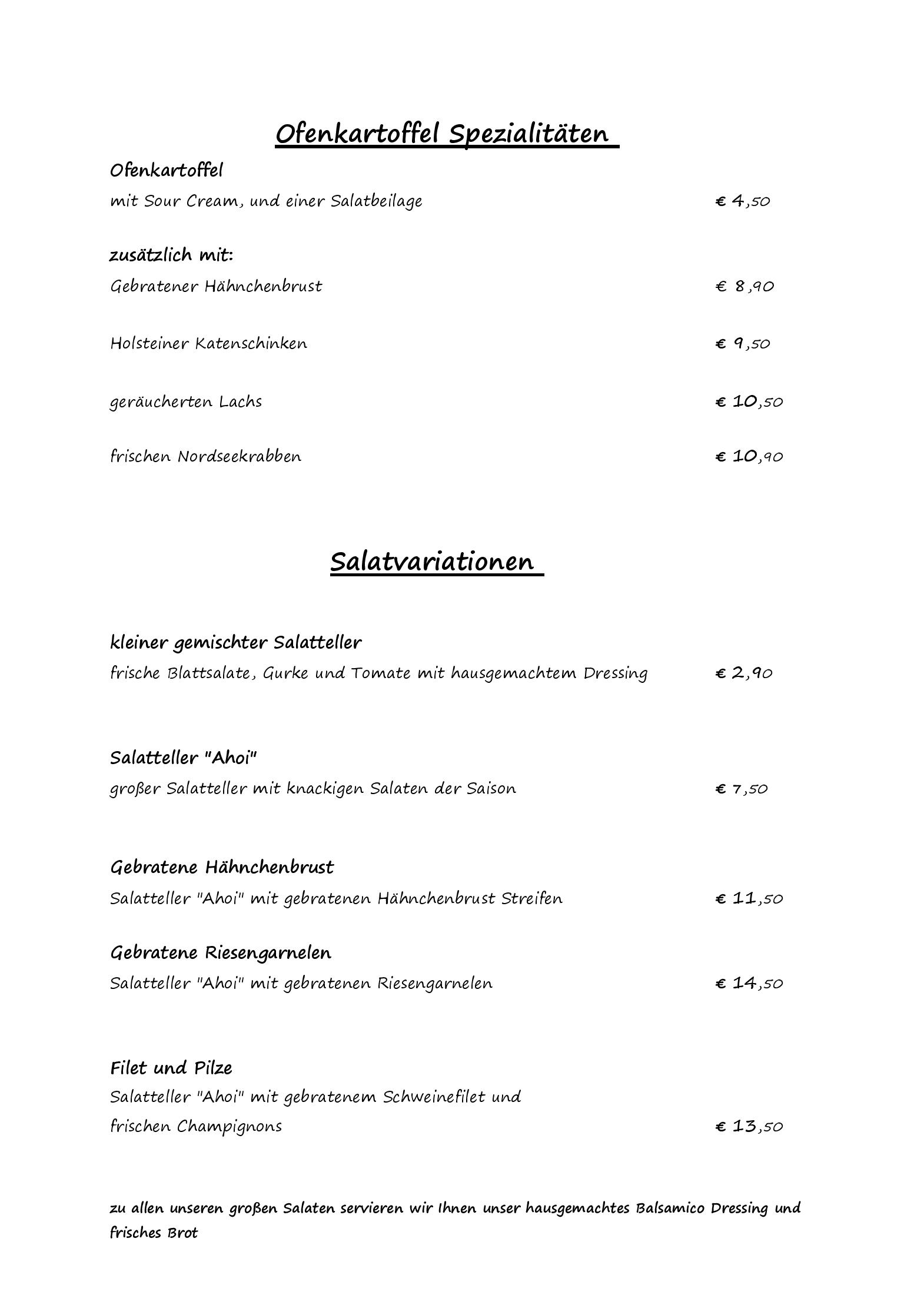 Speisekarte