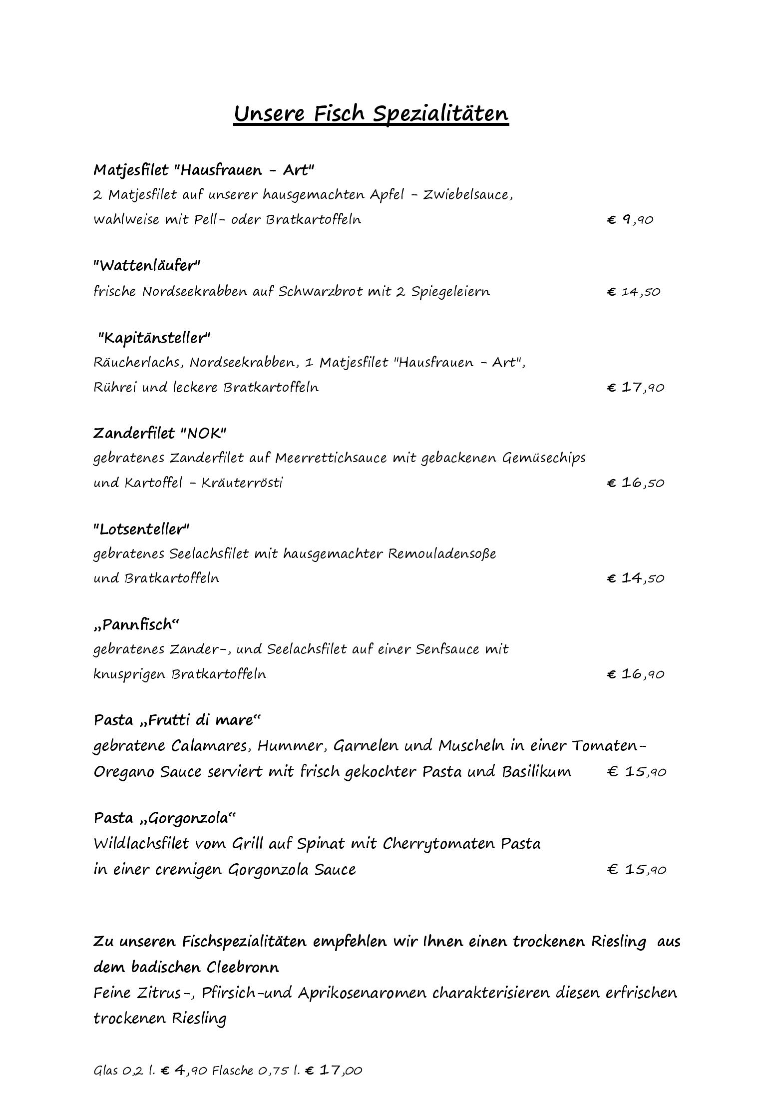 Speisekarte