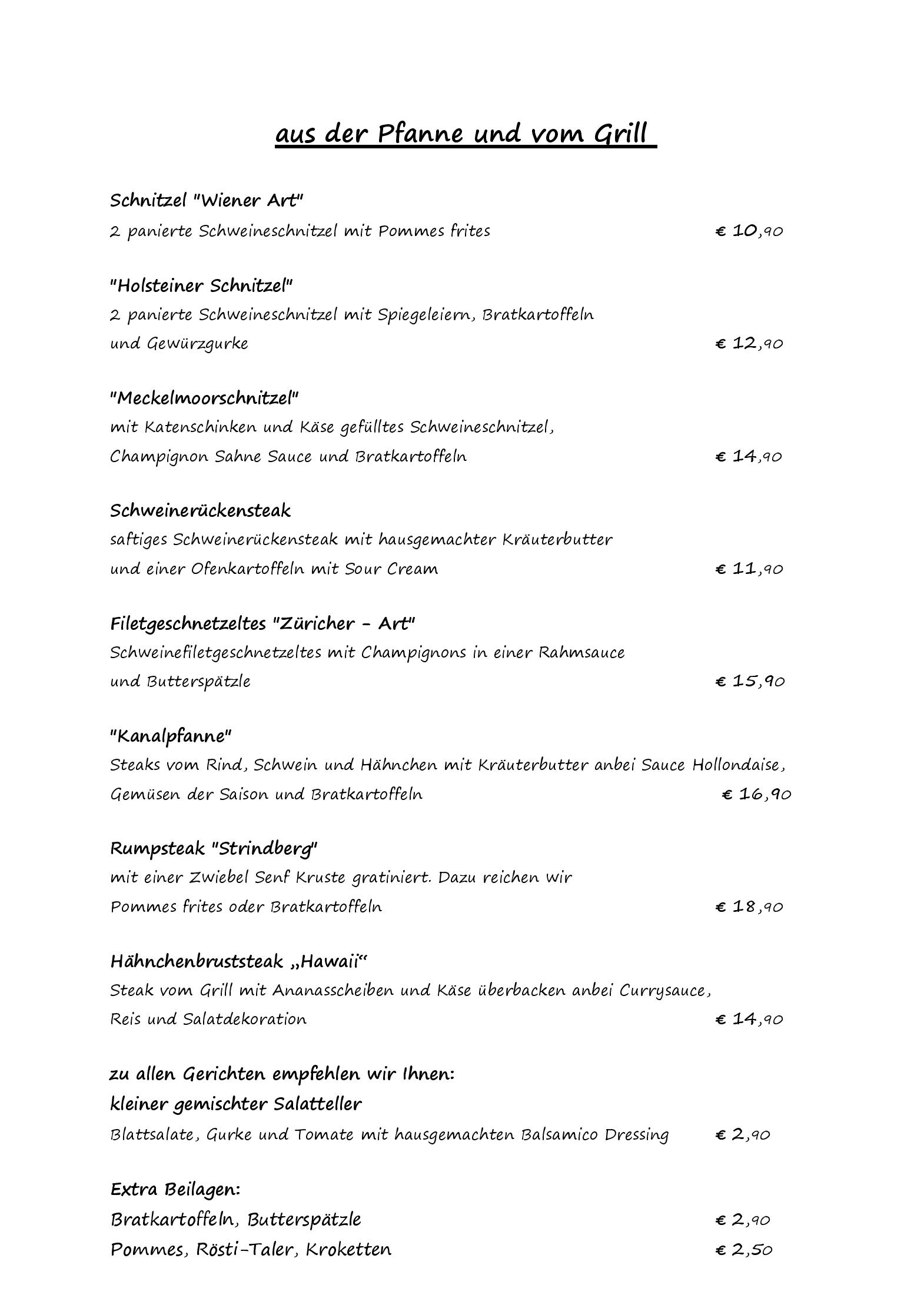 Speisekarte