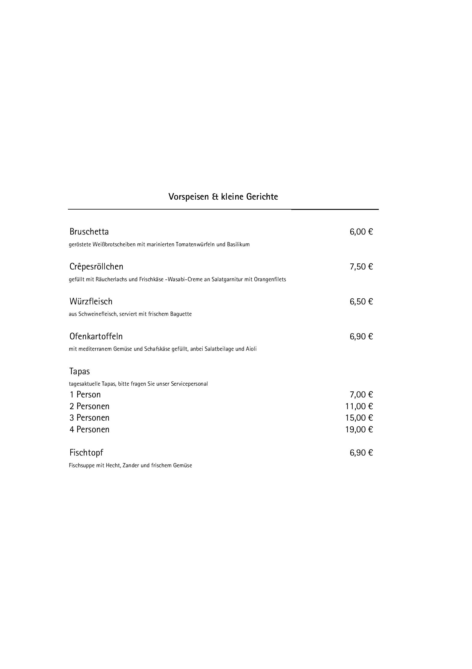 Speisekarte