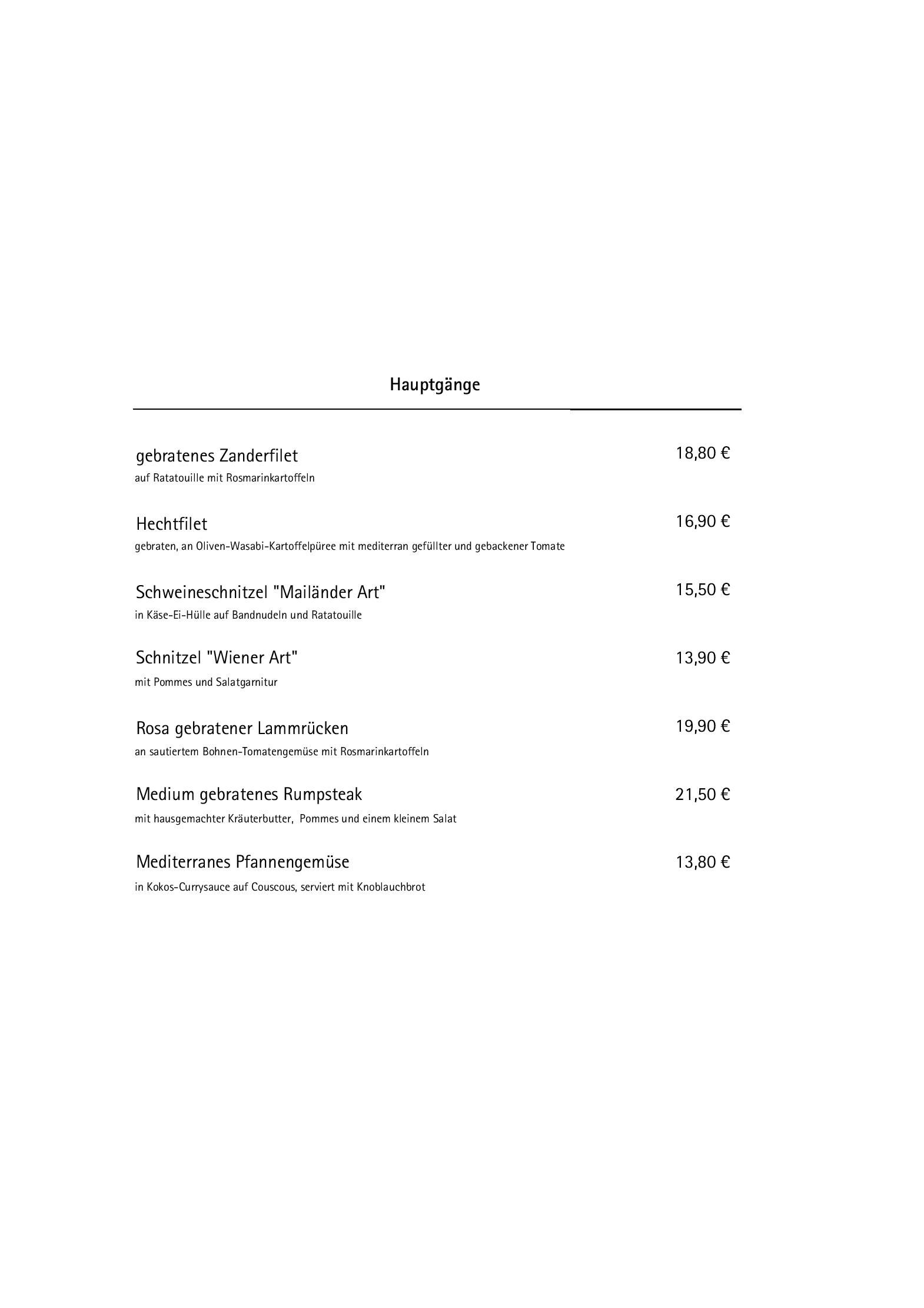 Speisekarte