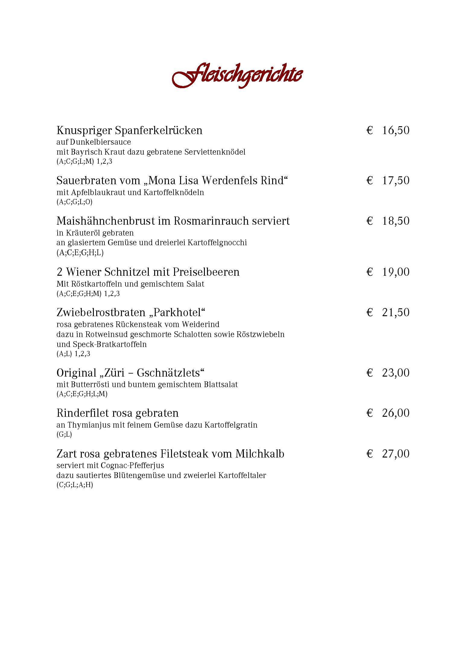 Speisekarte