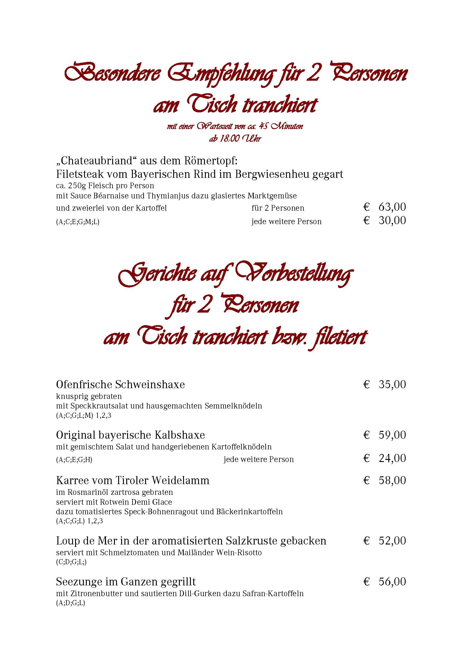 Speisekarte