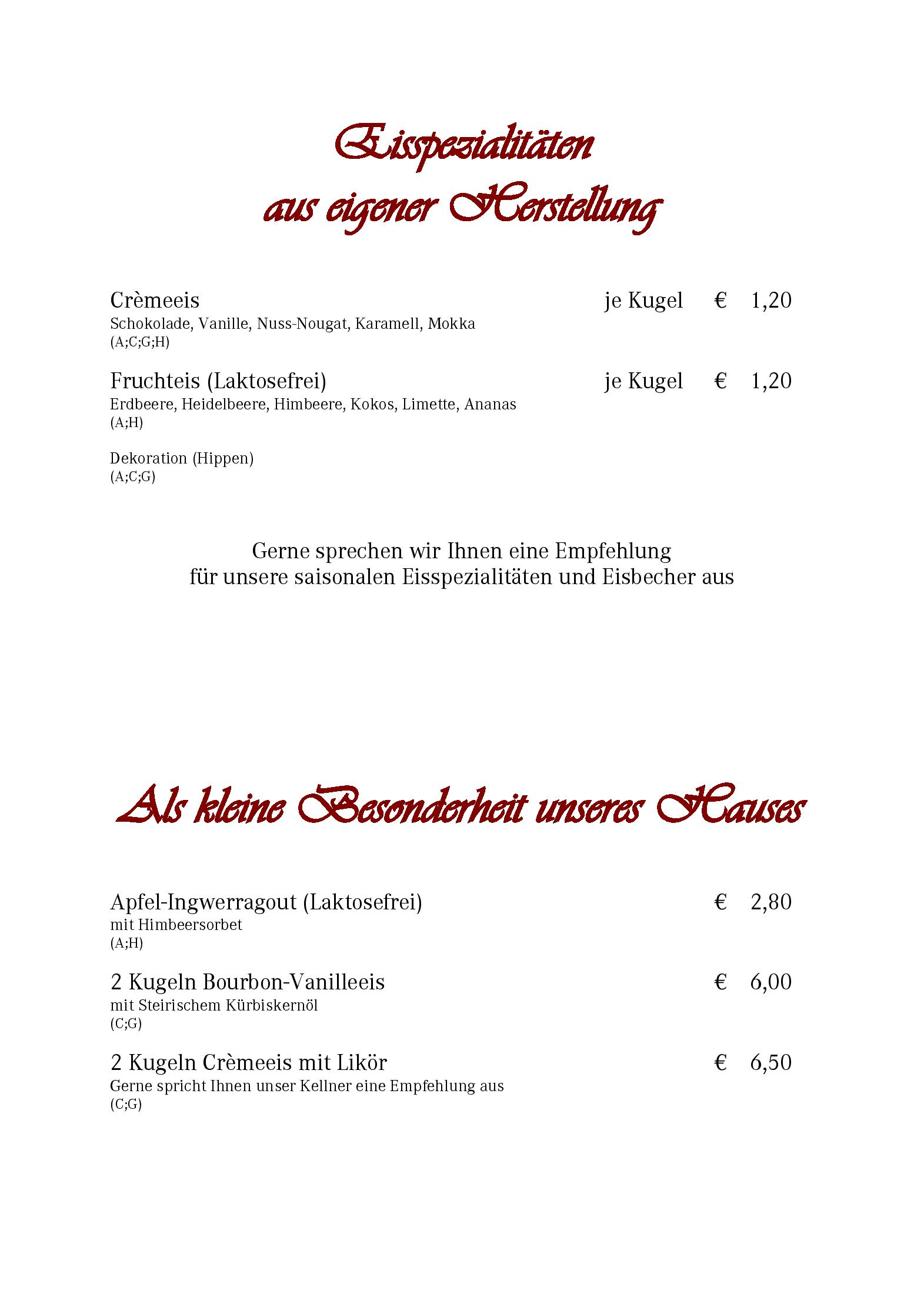 Speisekarte