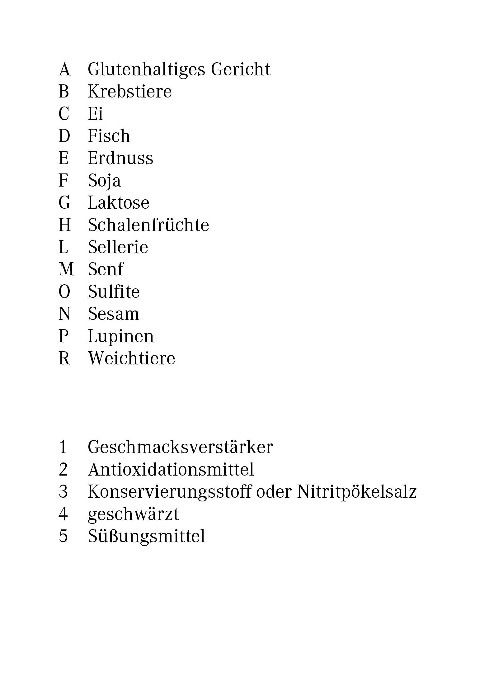 Speisekarte