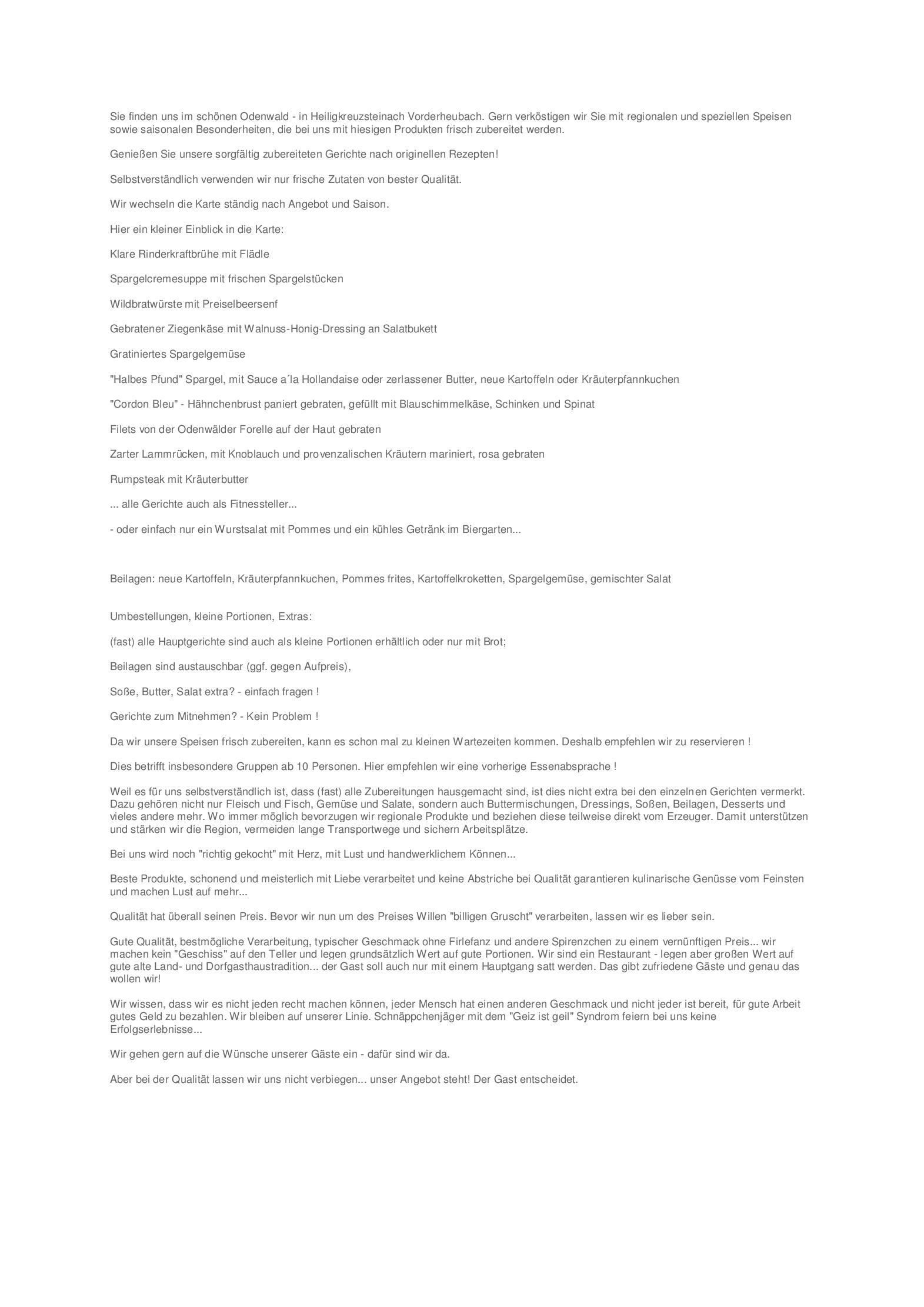Speisekarte