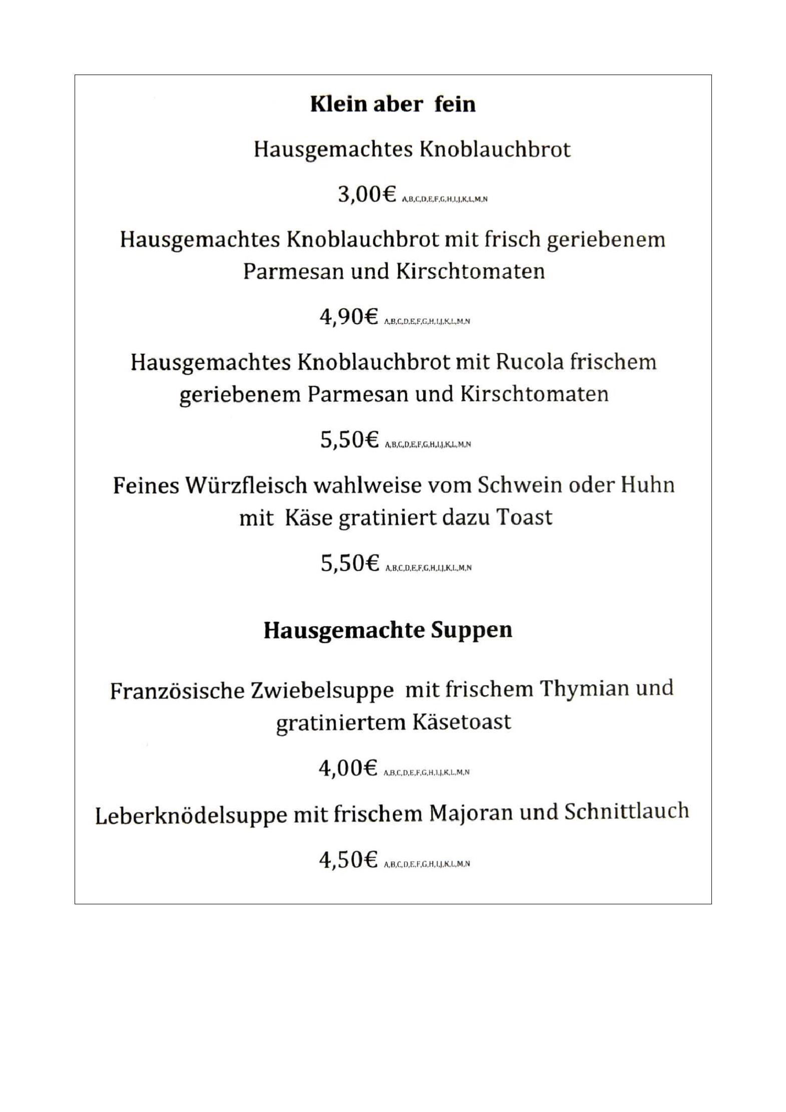 Speisekarte