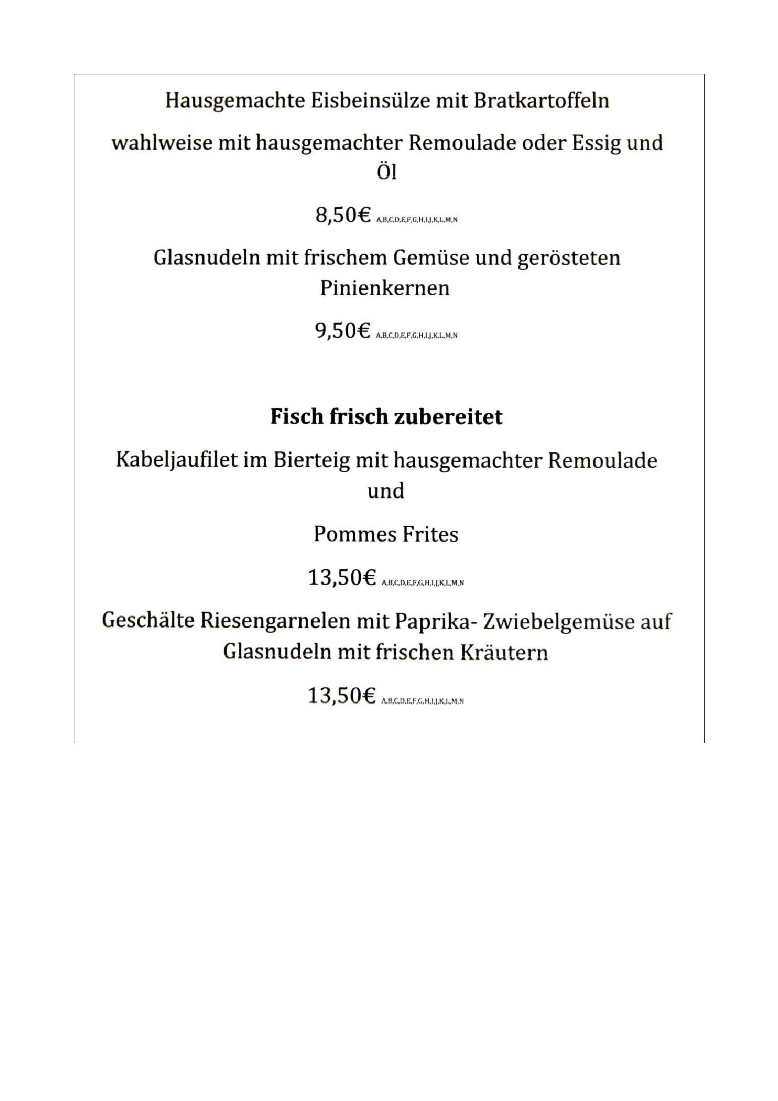 Speisekarte