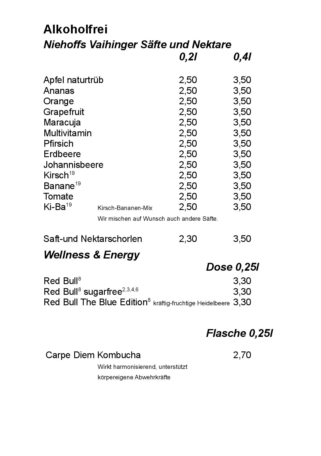 Speisekarte