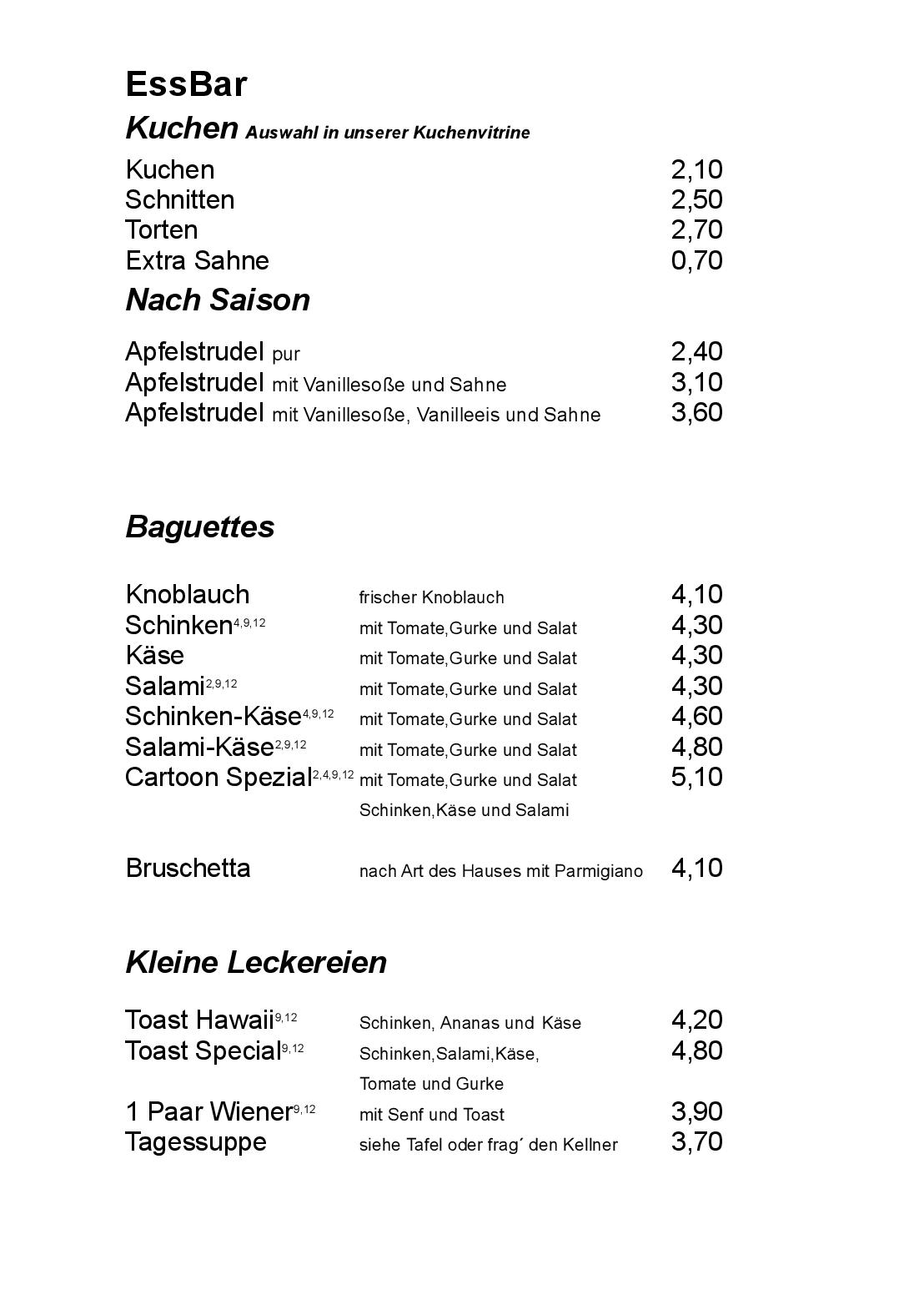 Speisekarte