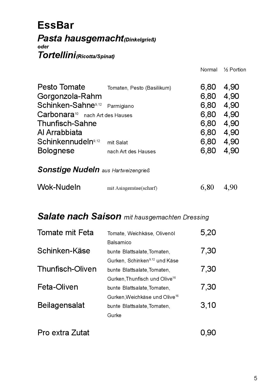 Speisekarte