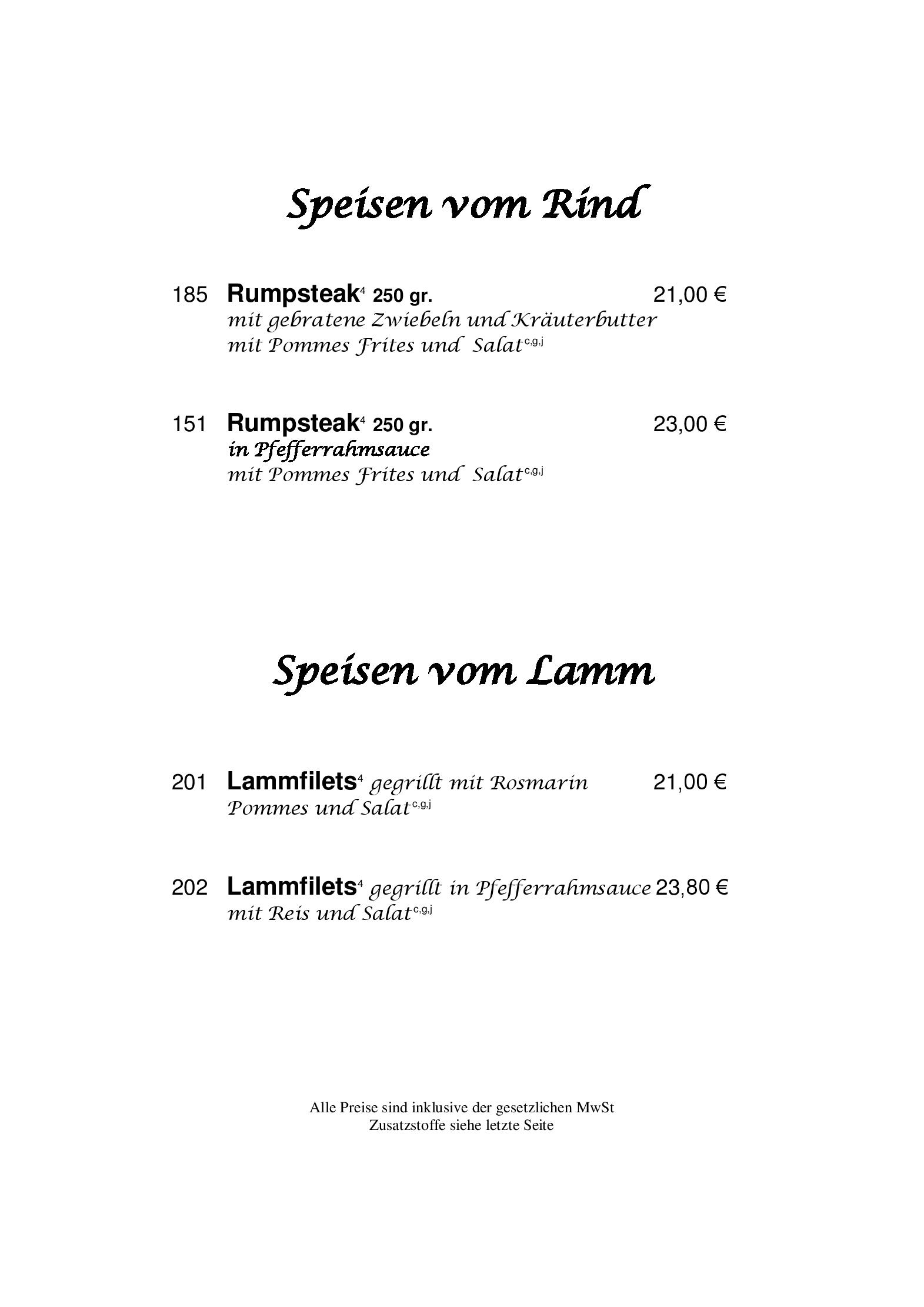 Speisekarte