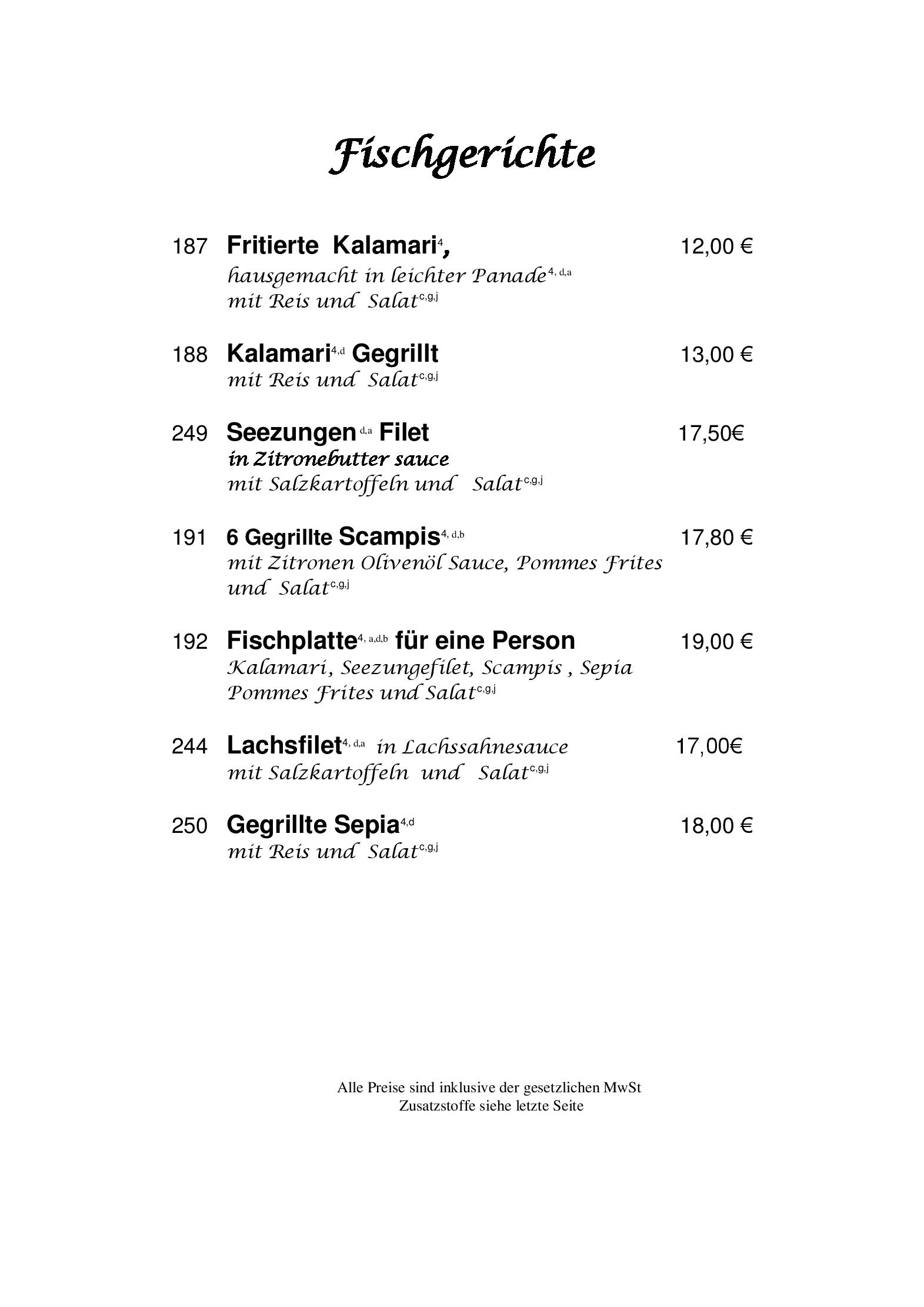 Speisekarte