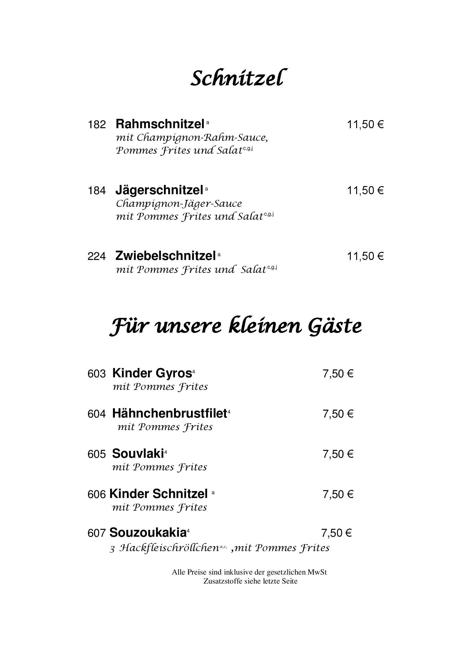 Speisekarte