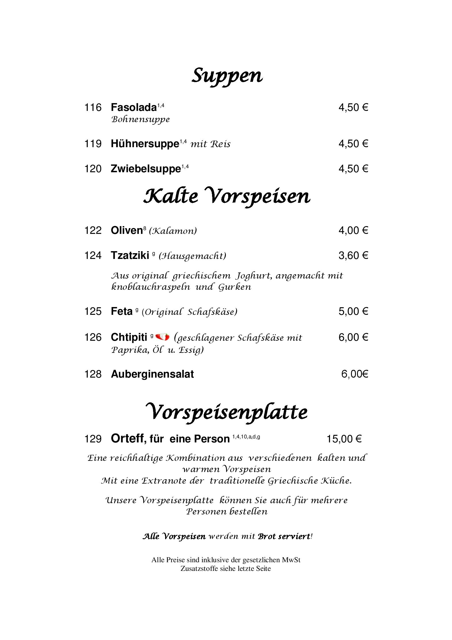 Speisekarte