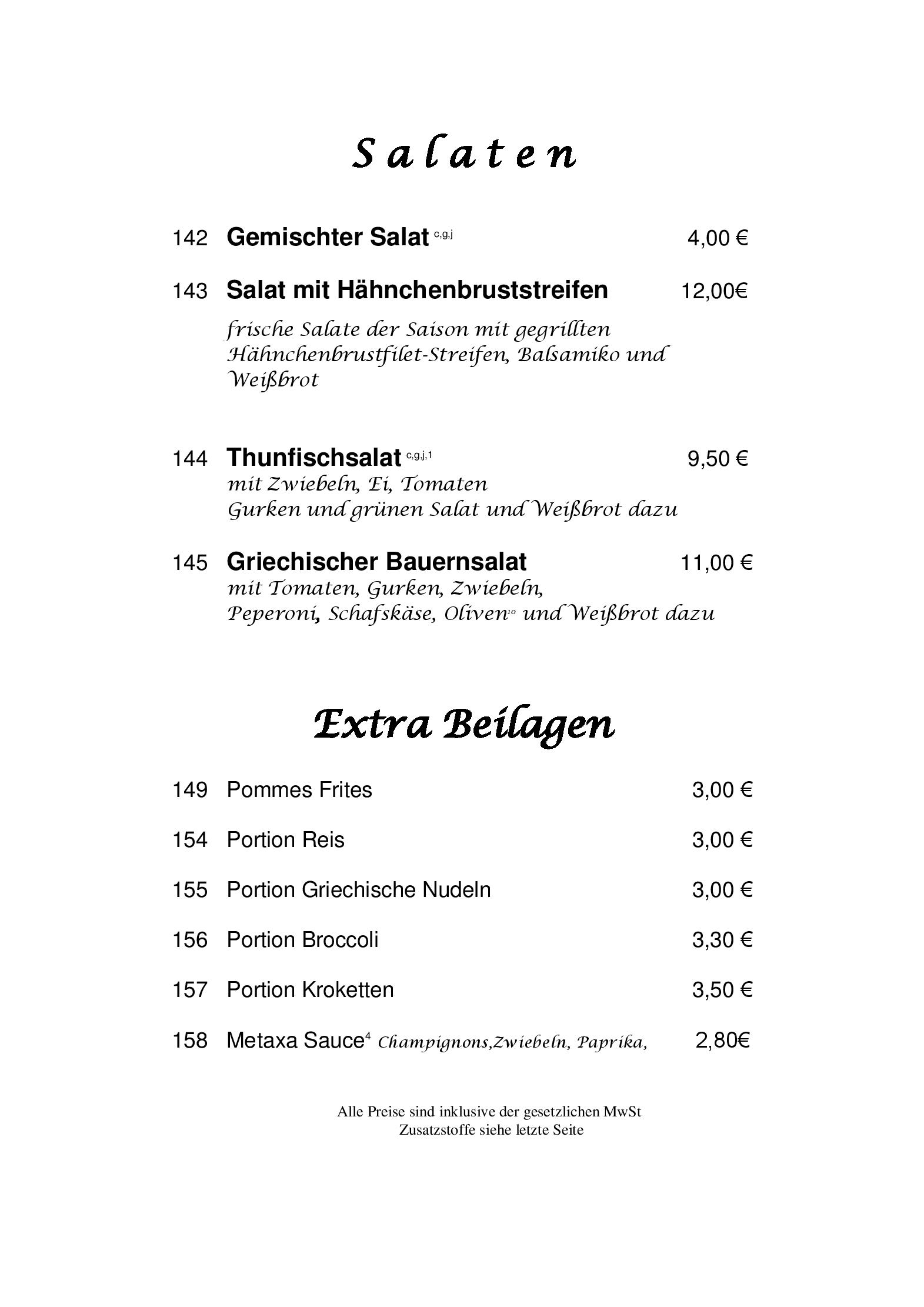 Speisekarte