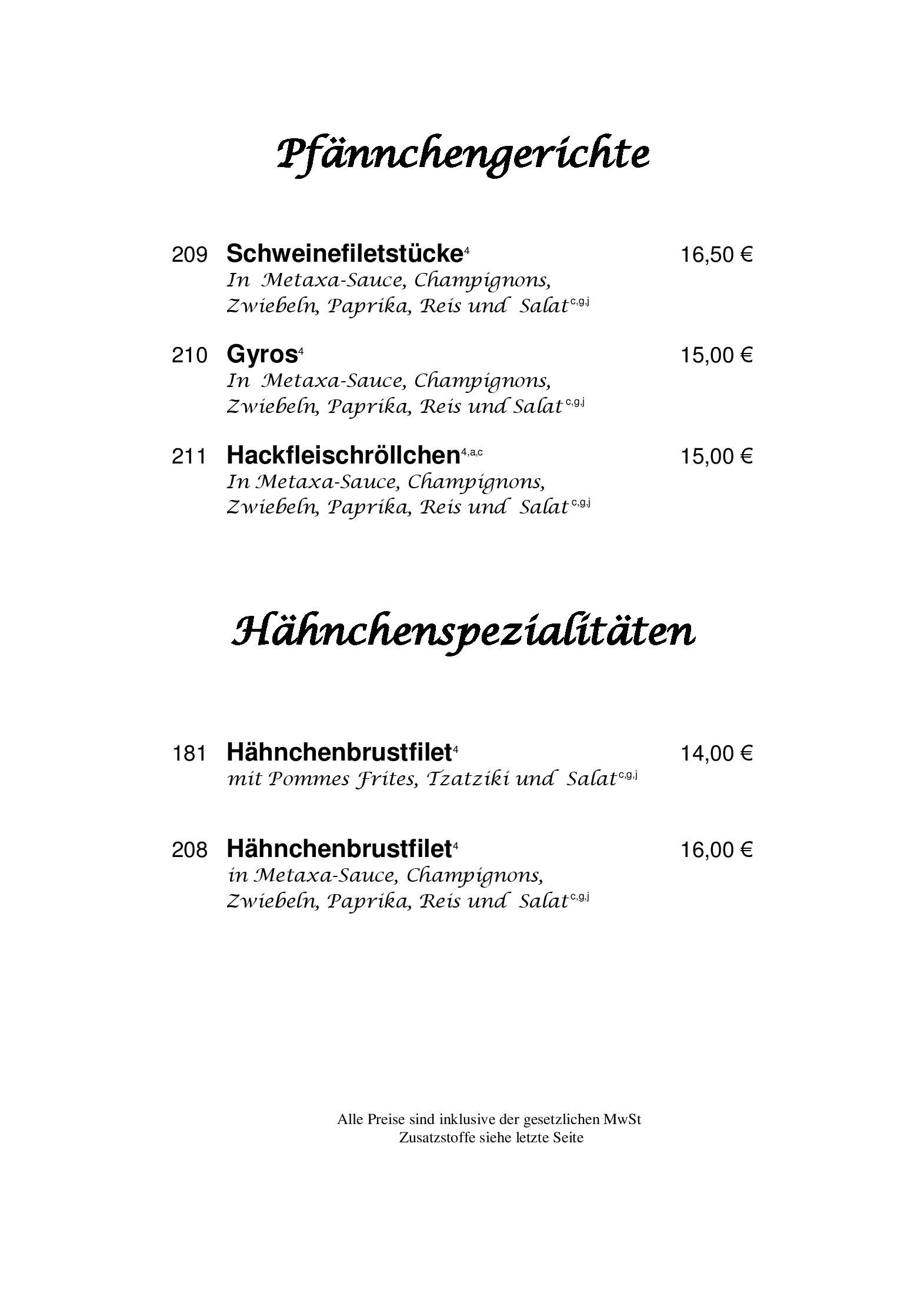 Speisekarte