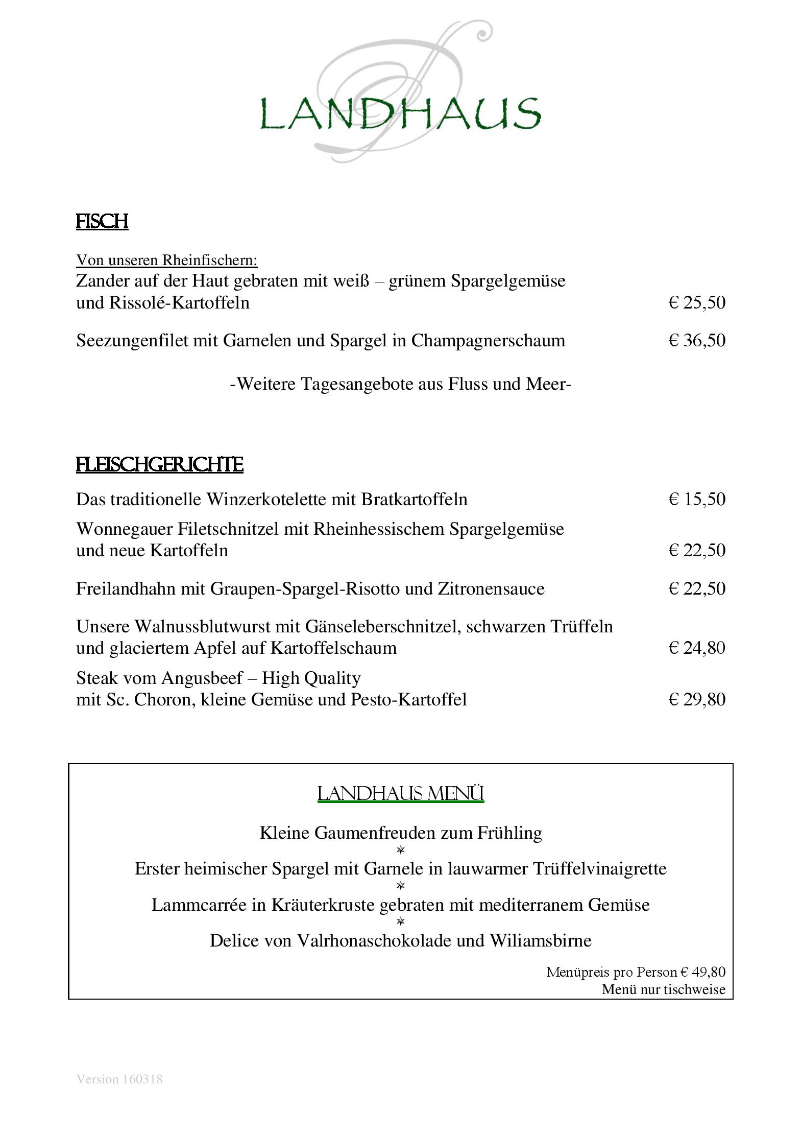 Speisekarte