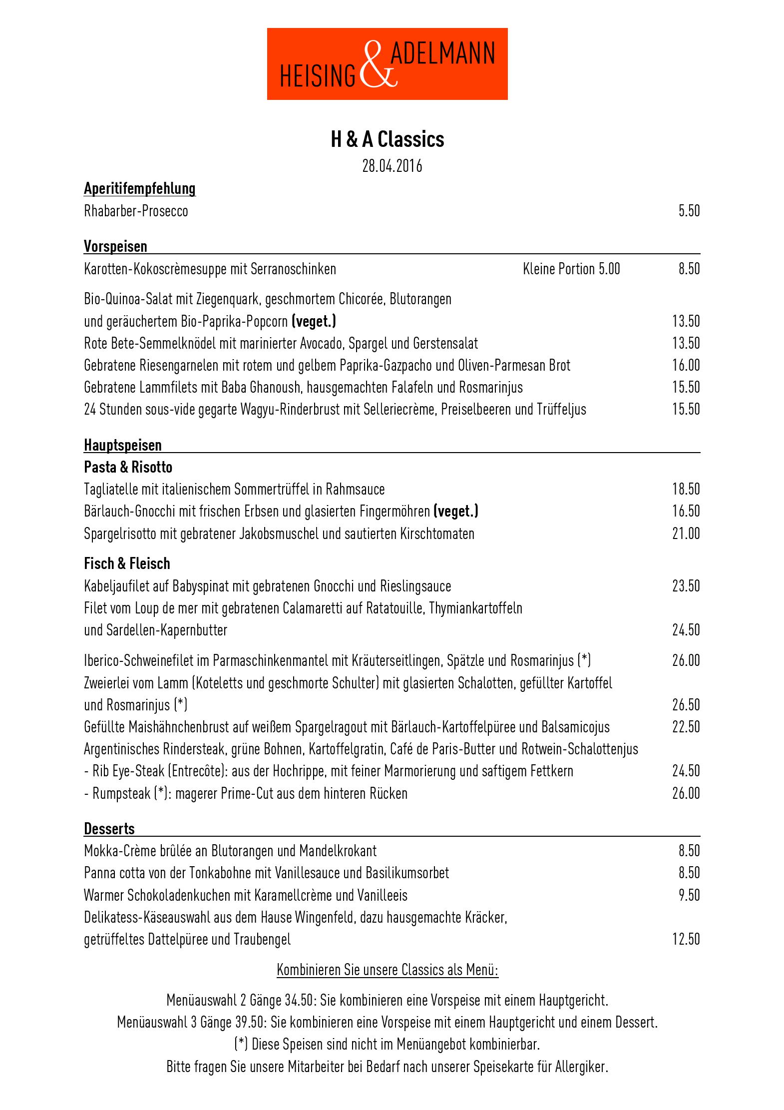Speisekarte
