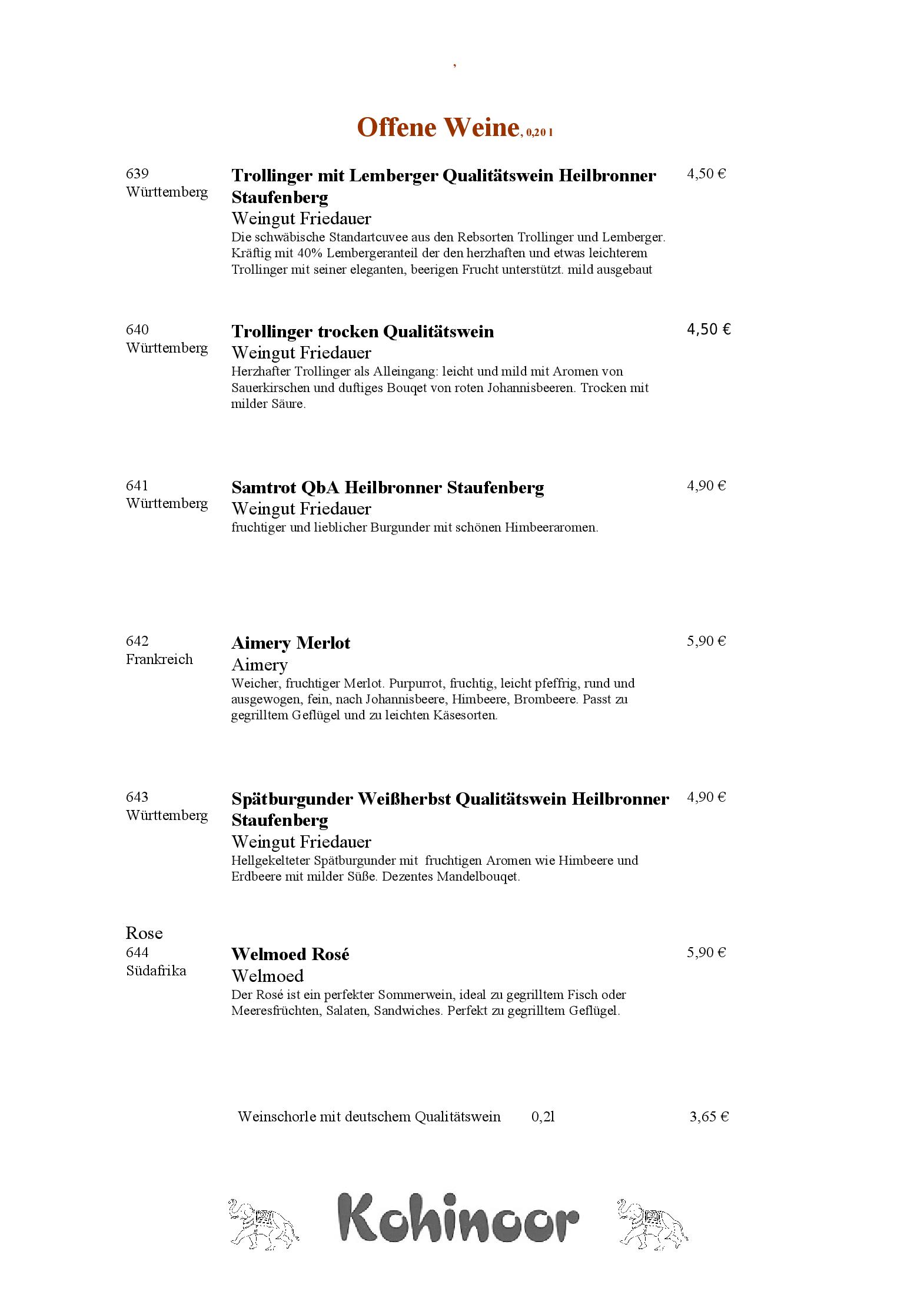 Speisekarte