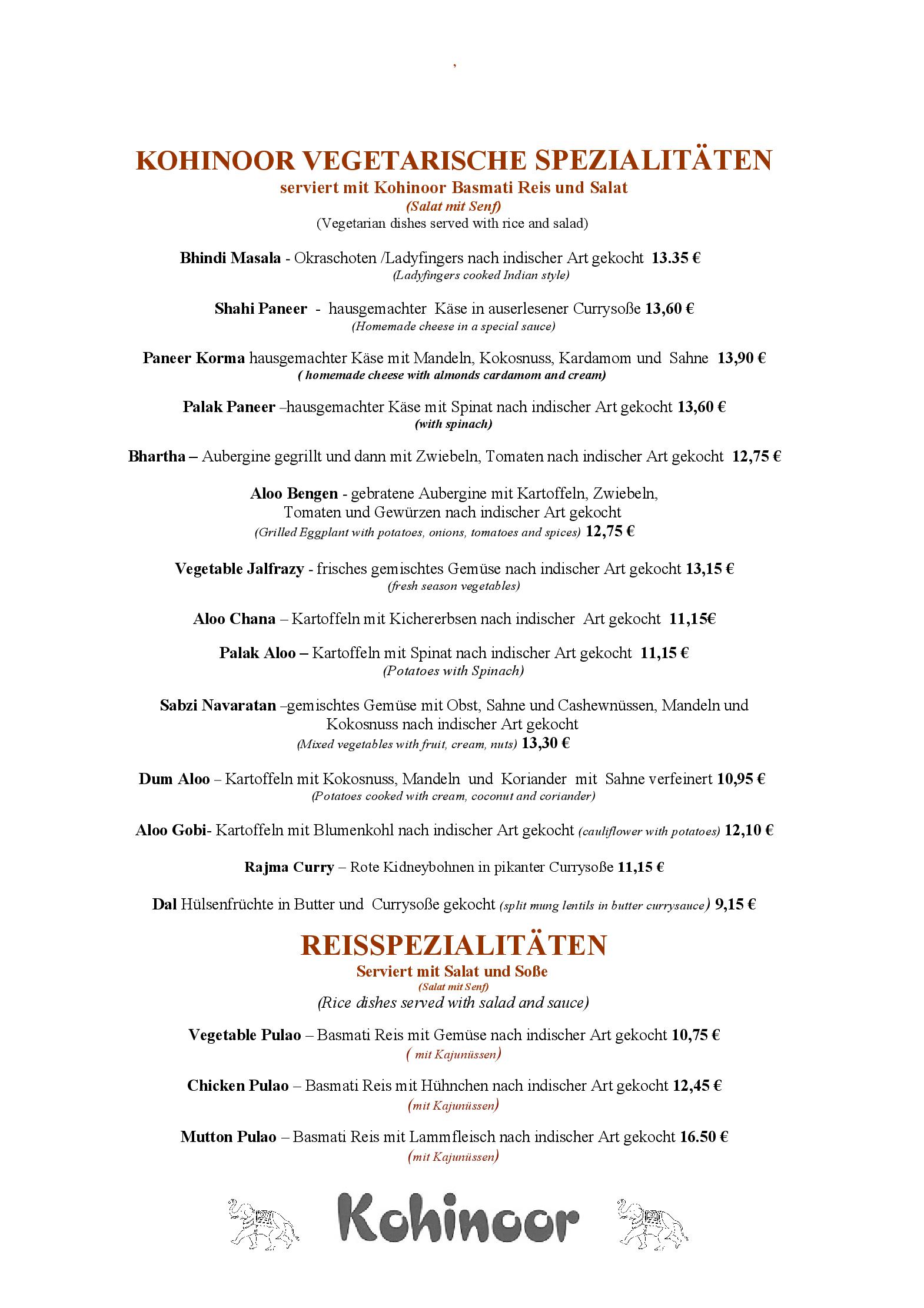 Speisekarte