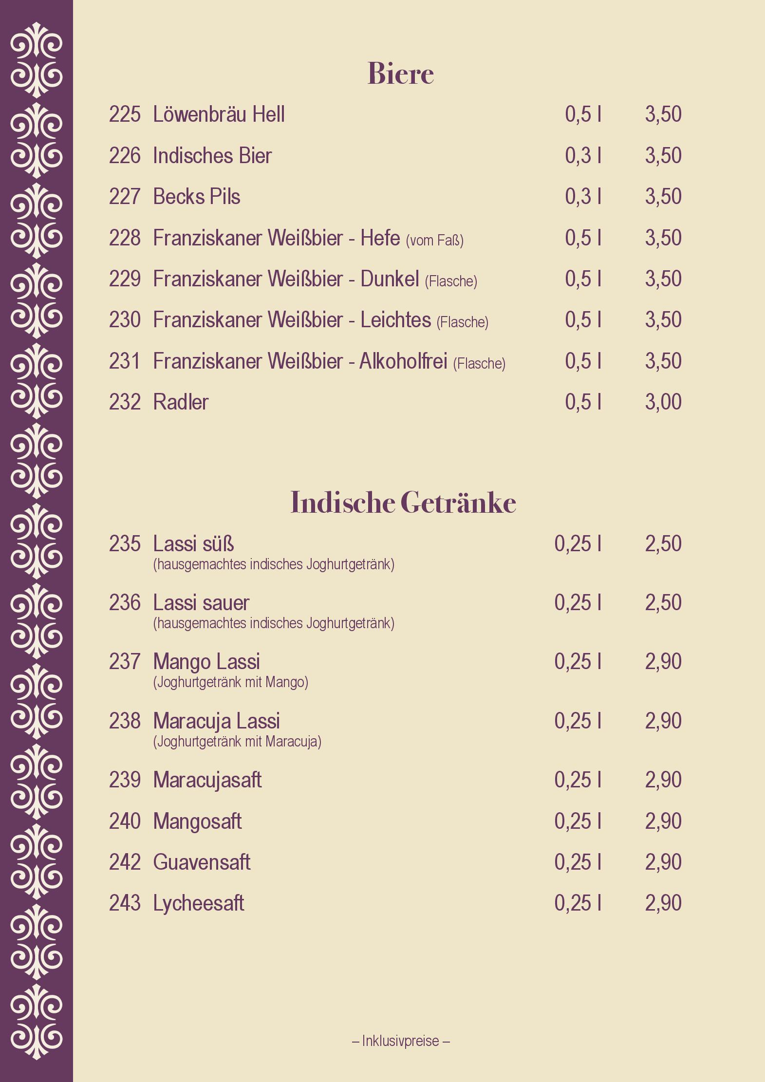 Speisekarte