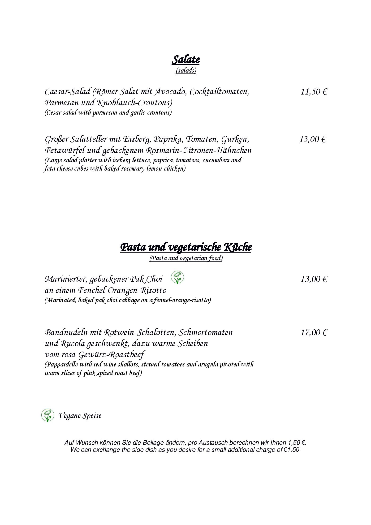 Speisekarte