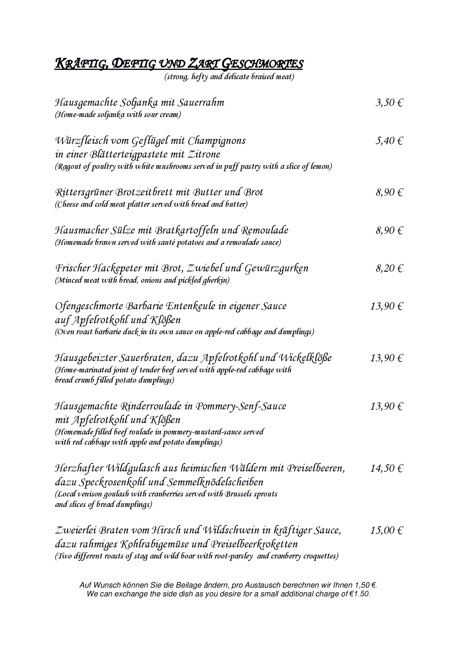 Speisekarte