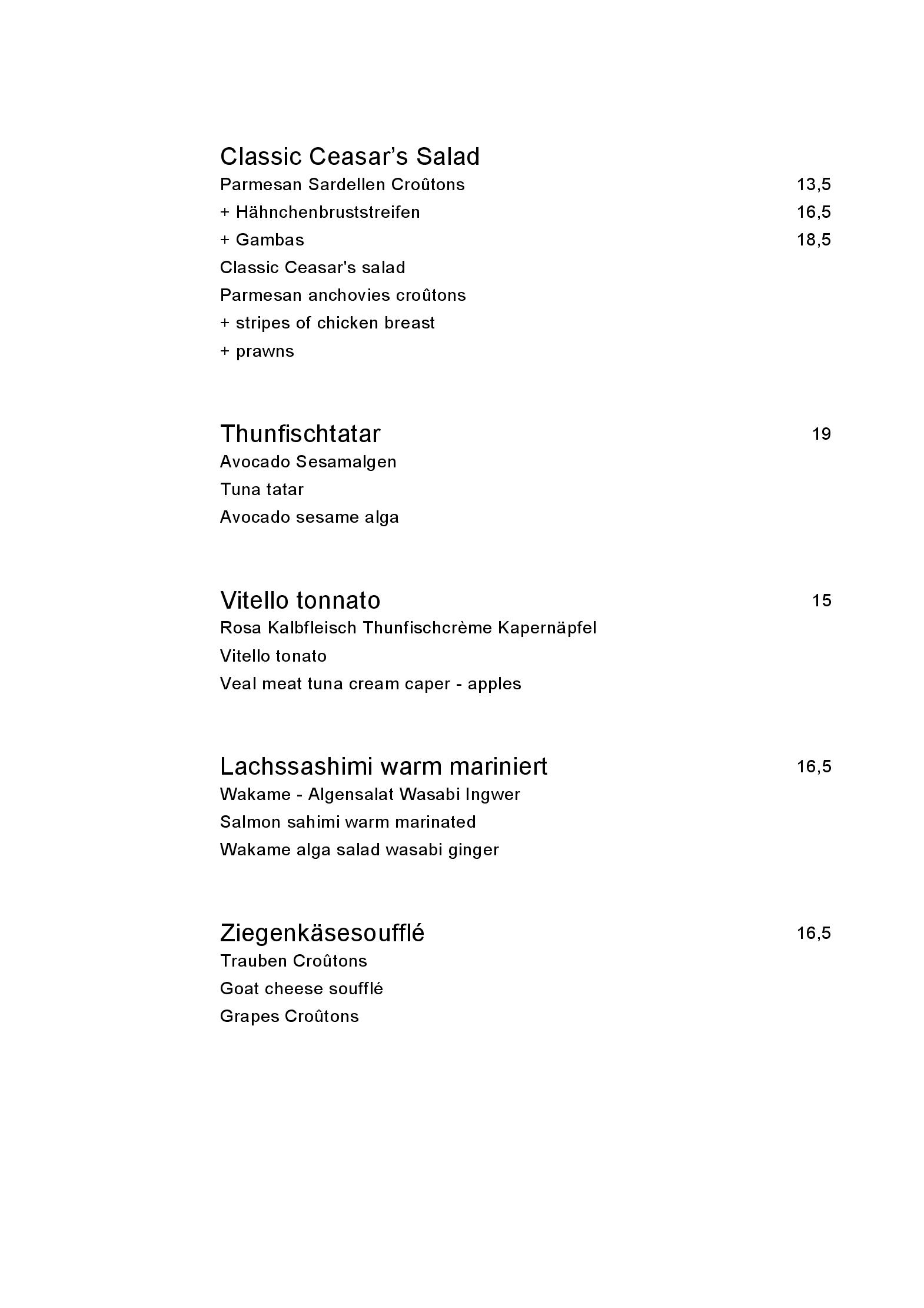 Speisekarte