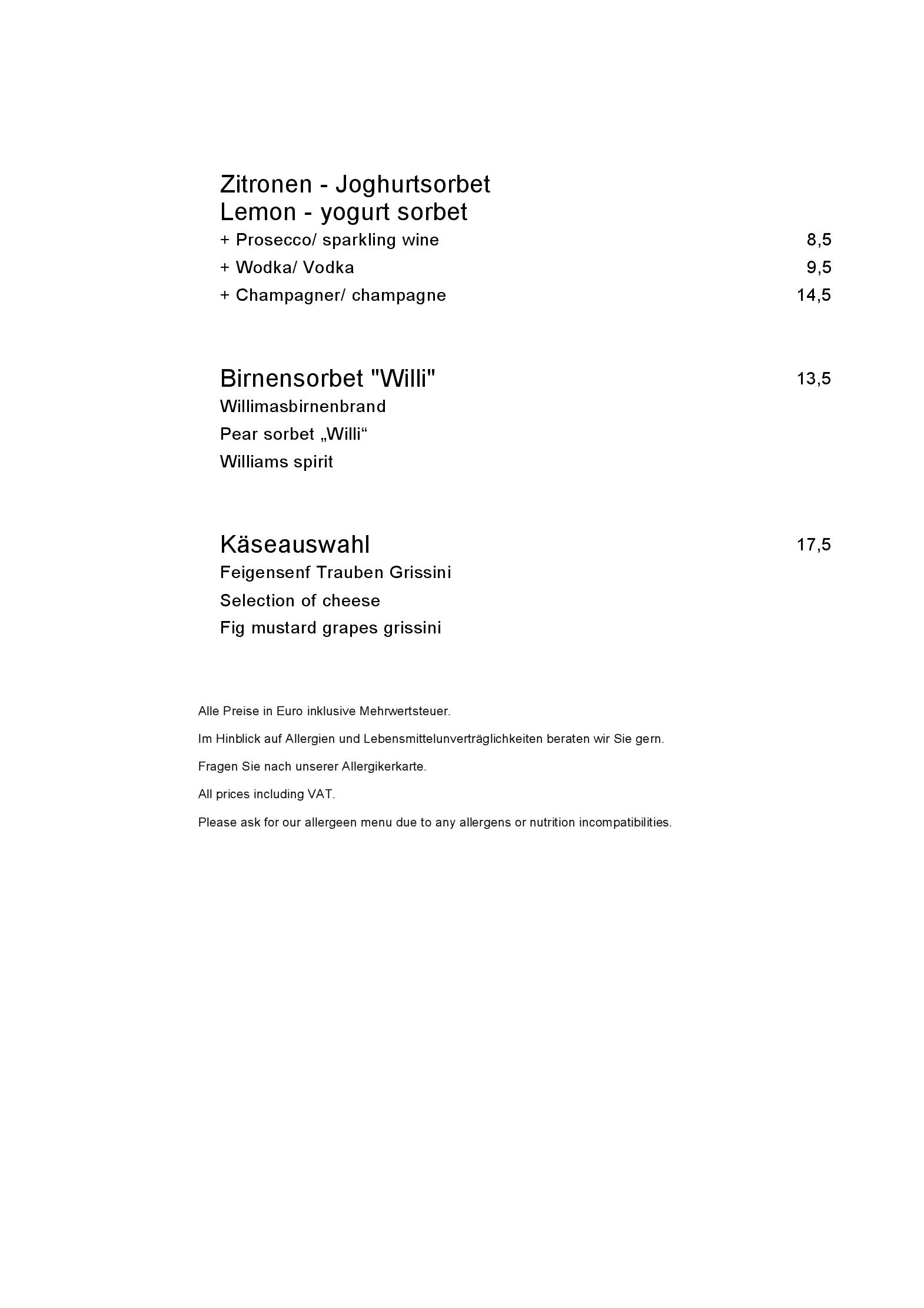 Speisekarte