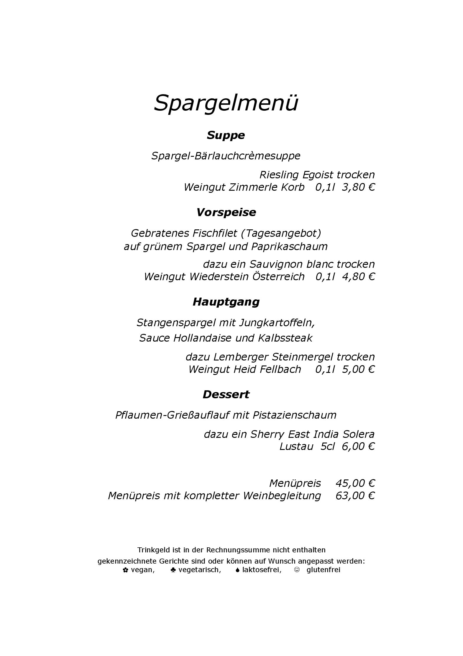 Speisekarte