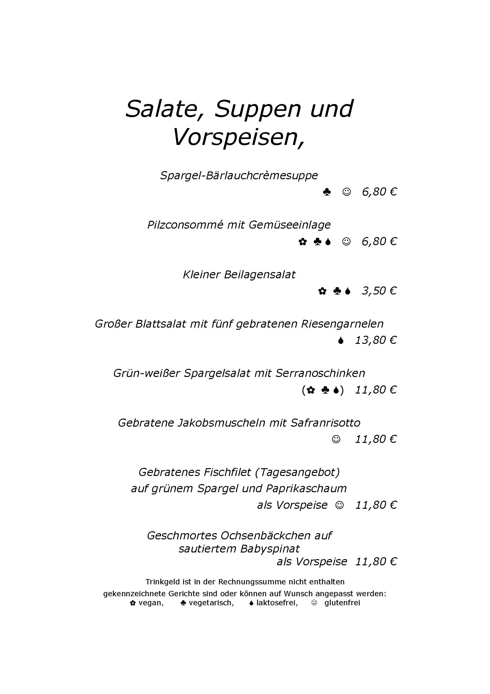 Speisekarte